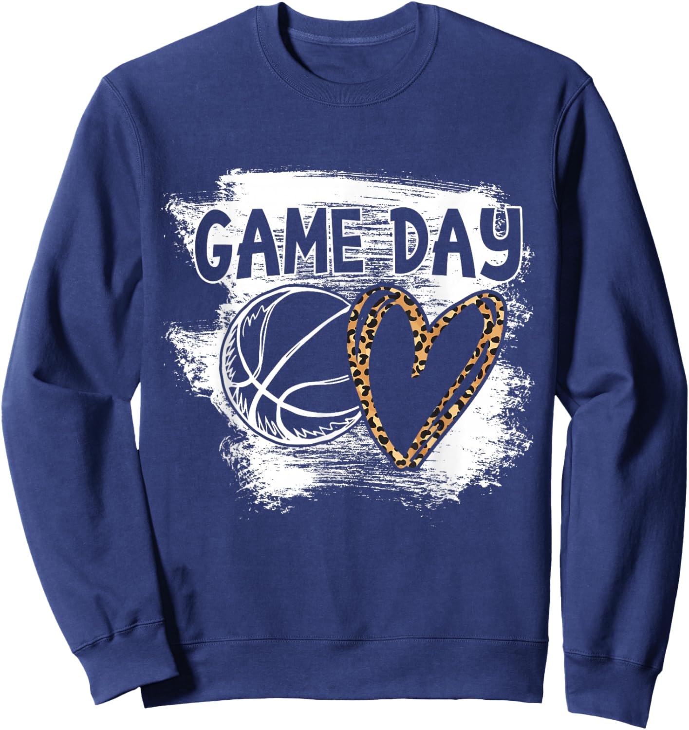 Basketball Player Game Day Leopard Cheetah Basketball Fan Small Sweatshirt - Sweatshirt | Navy