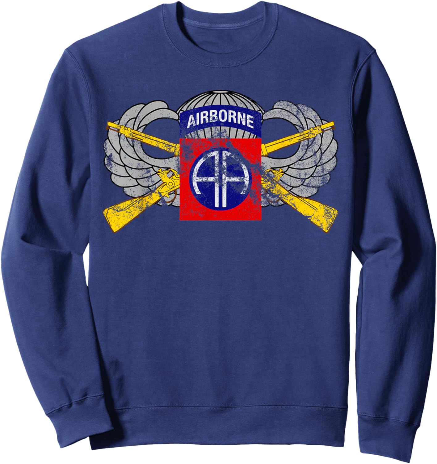 82nd Airborne Infantry Rifles and Parachutist Wings Vintage Sweatshirt - Sweatshirt | Navy