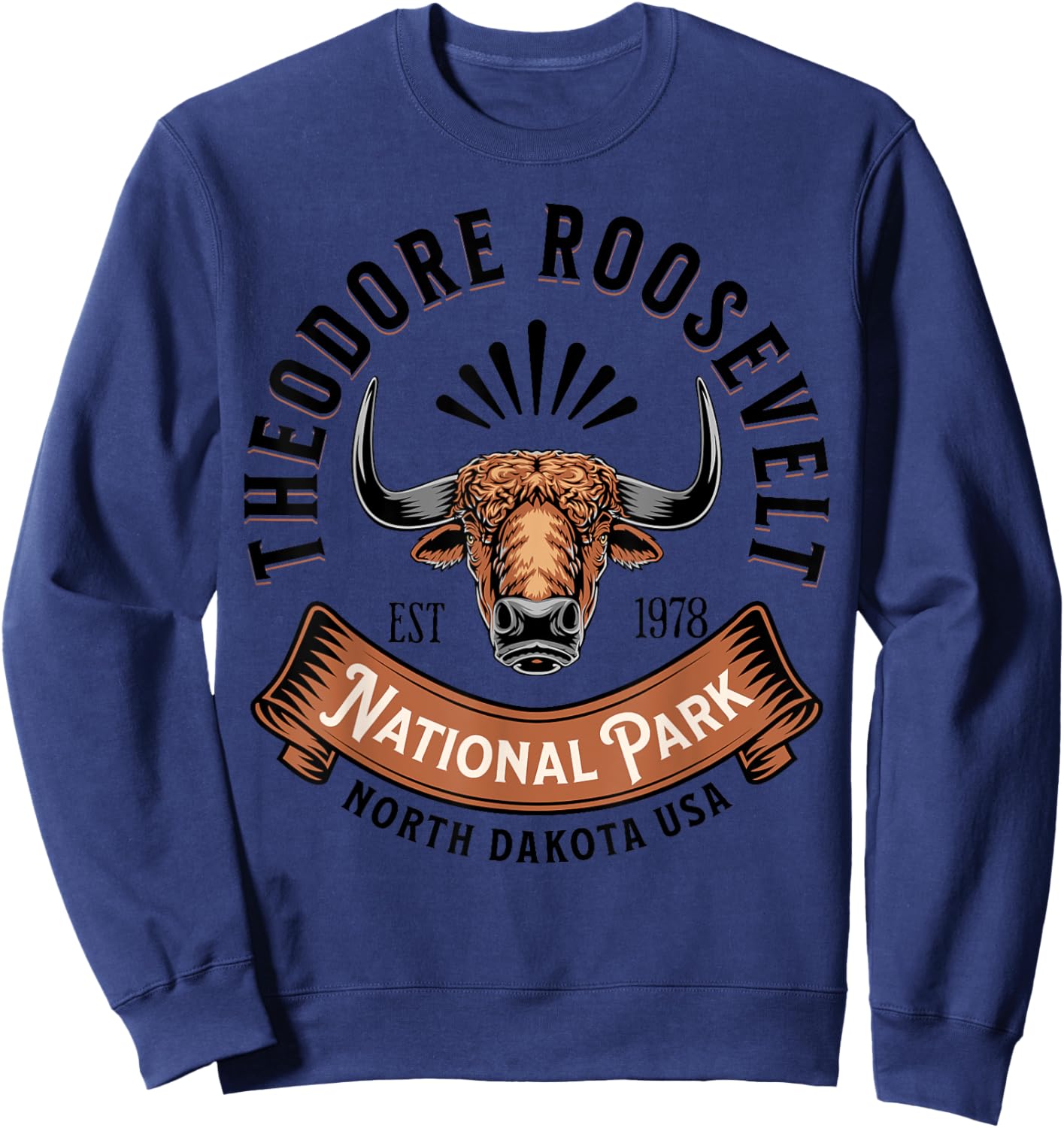 Theodore Roosevelt National Park North Dakota Buffalo Hike Sweatshirt - Sweatshirt | Navy