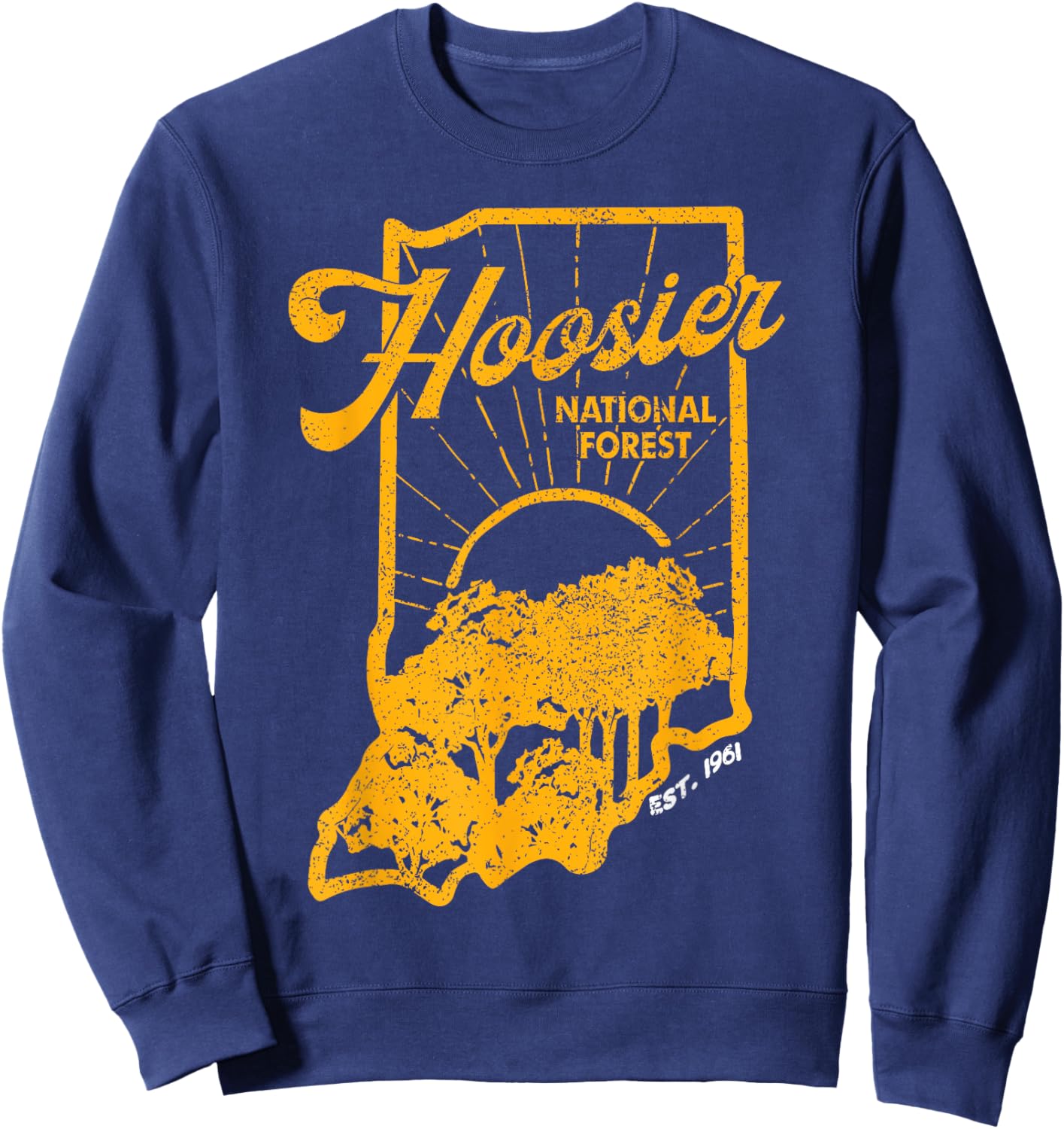 Indiana State Hoosier National Forest Retro Vintage Sweatshirt - Sweatshirt | Navy