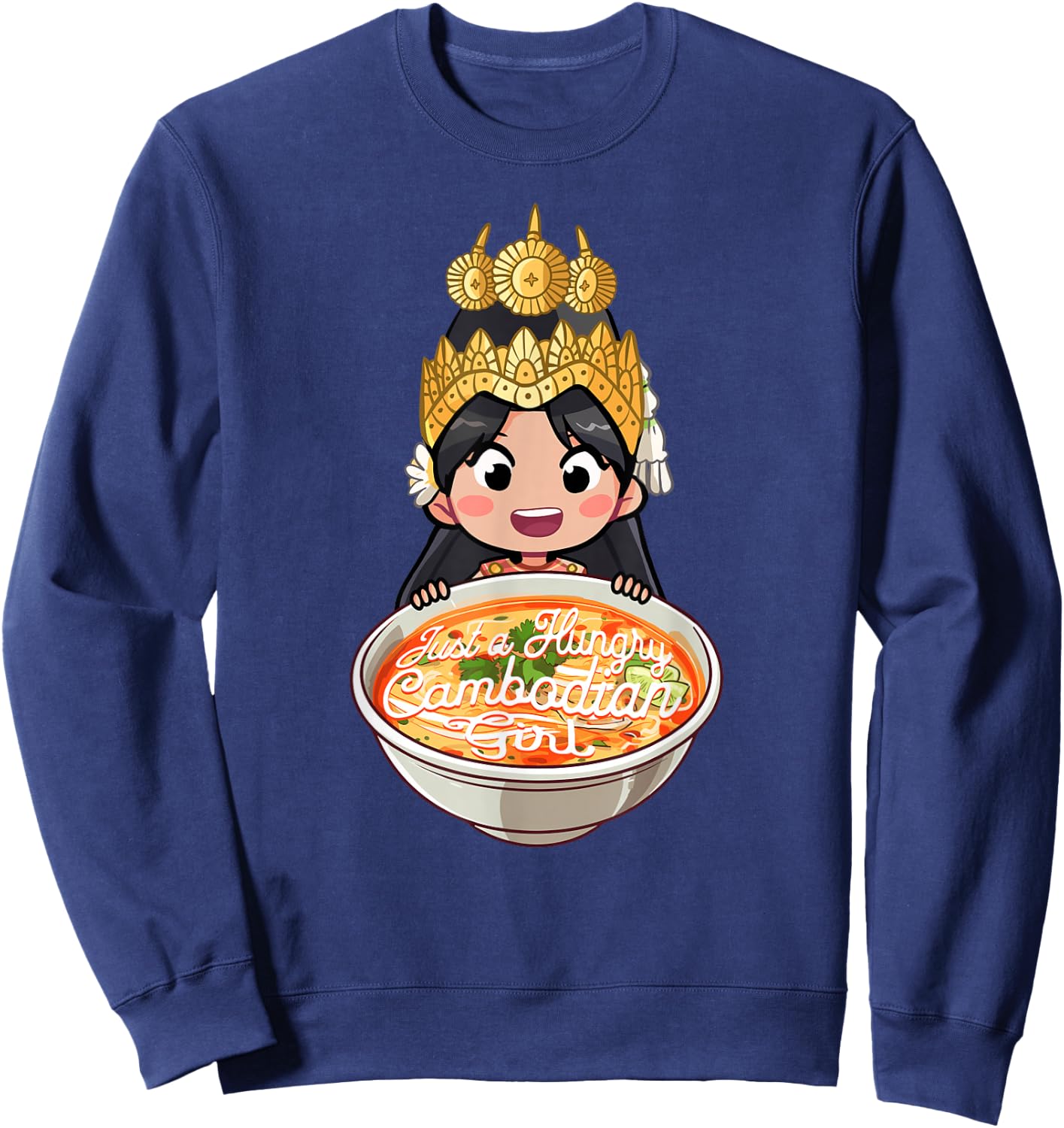 Cute Khmer Cambodian Apsara Dancer Reamker Design Sweatshirt - Sweatshirt | Navy