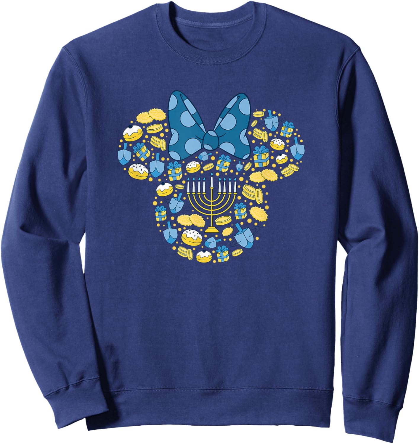 Disney Minnie Mouse Icon Hanukkah Chanukah Dreidel Menorah Sweatshirt - Sweatshirt | Navy