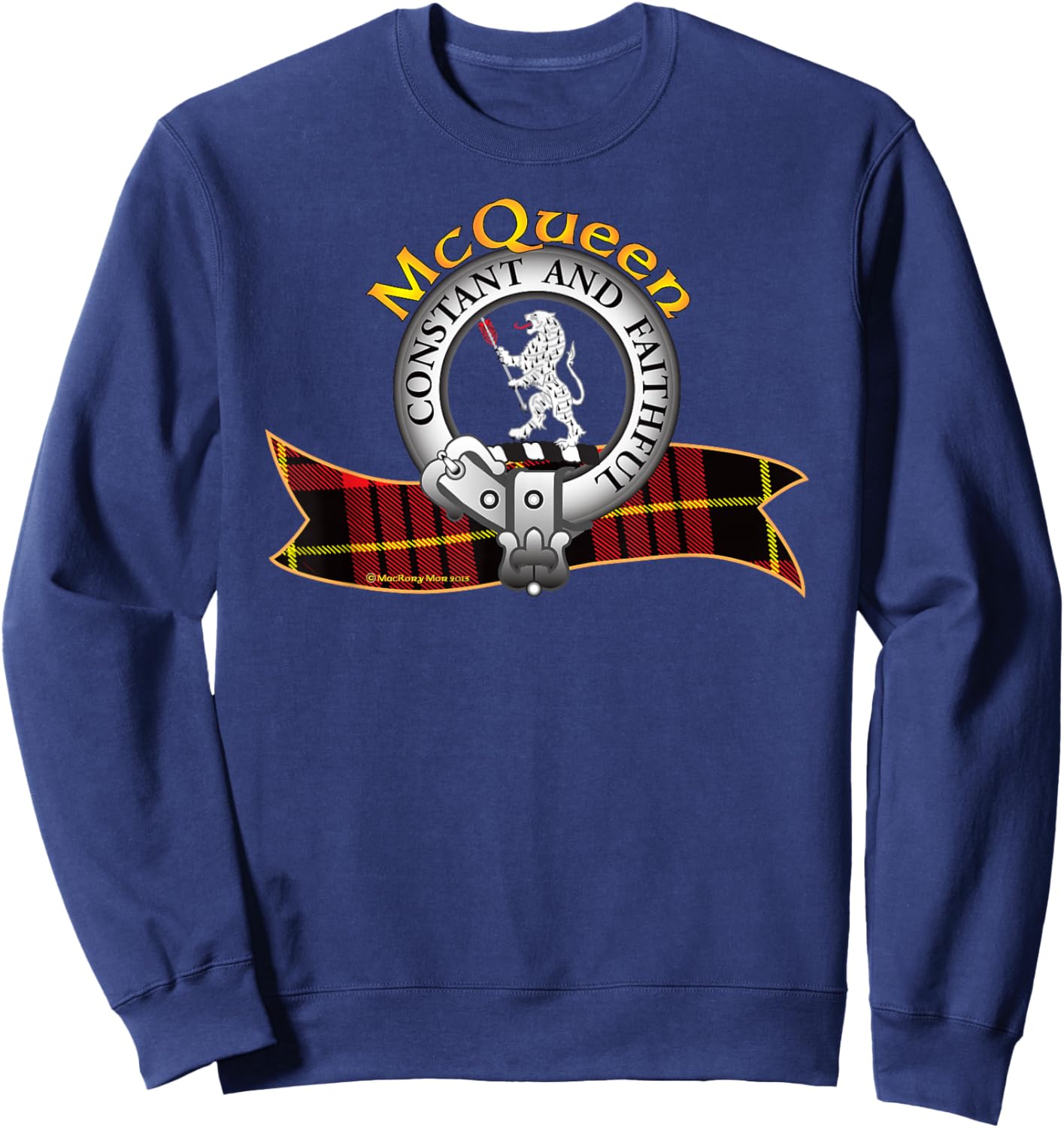 McQueen Clan Tartan Crest Motto Sweatshirt - Sweatshirt | Navy