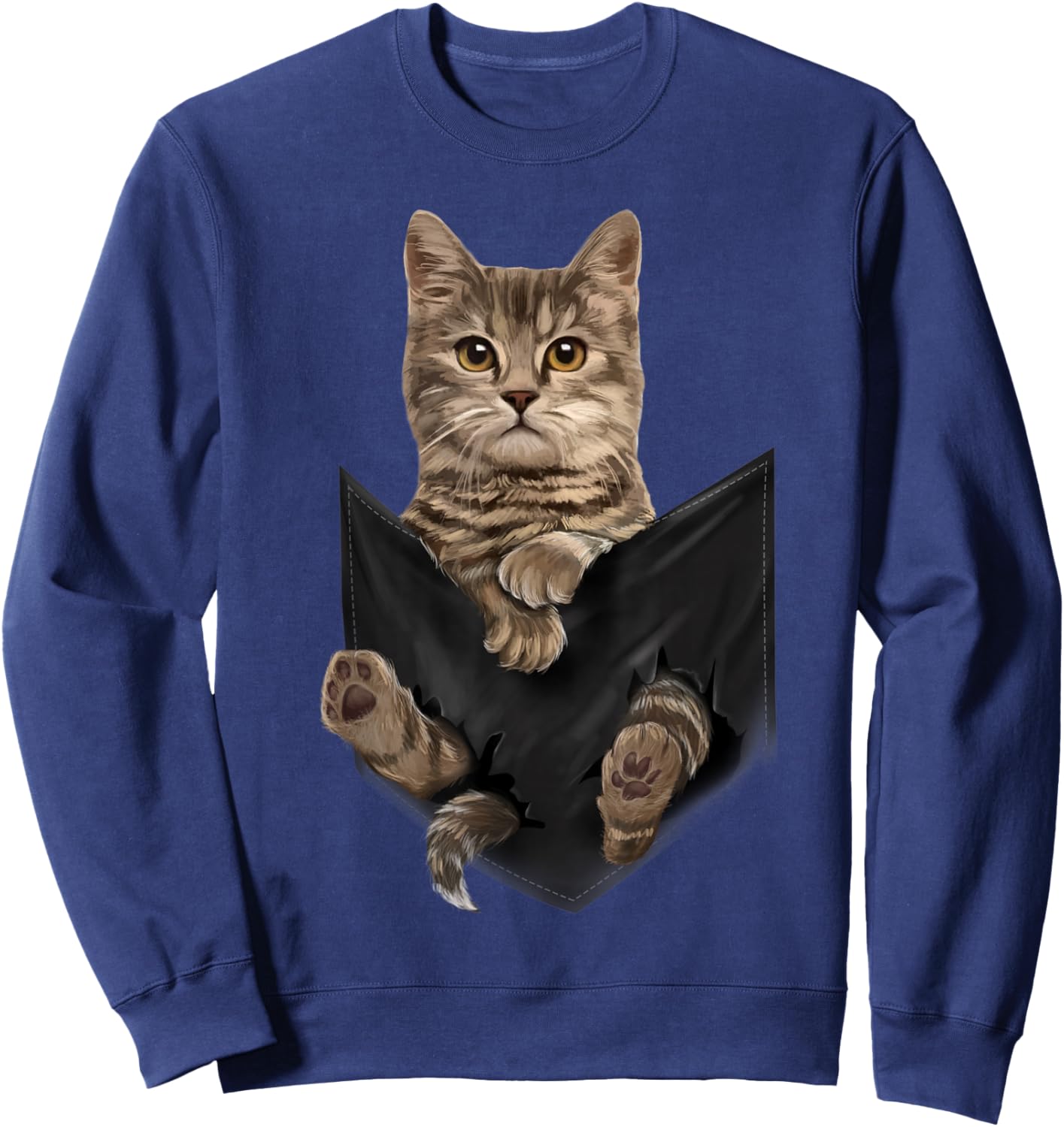 Brown Cat Sits in Pocket Cats Shirt Gifts Sweatshirt - Sweatshirt | Navy