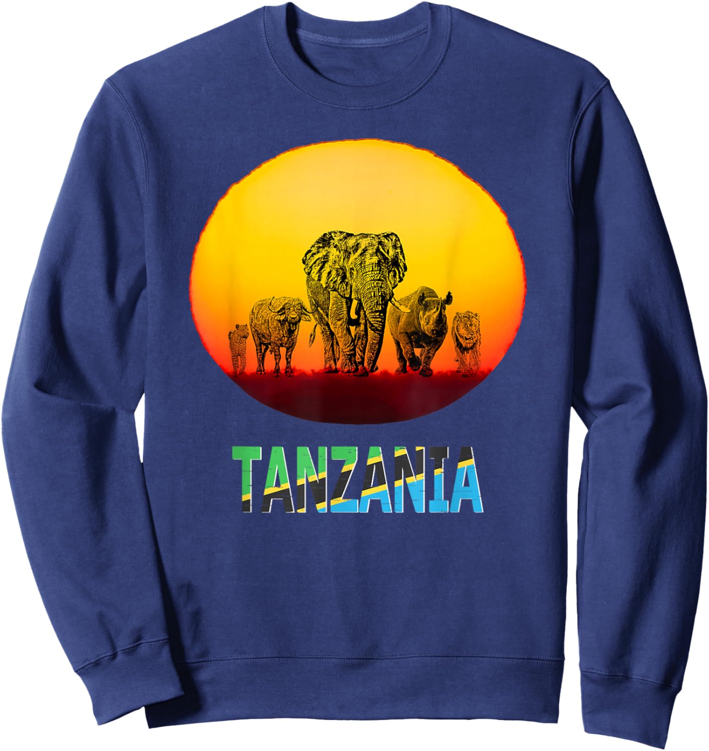Big Five at Sunset Tanzania Pride Sweatshirt - Sweatshirt | Navy