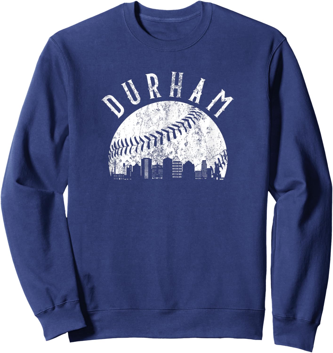 Vintage Durham North Carolina Skyline Apparel Sweatshirt - Sweatshirt | Navy