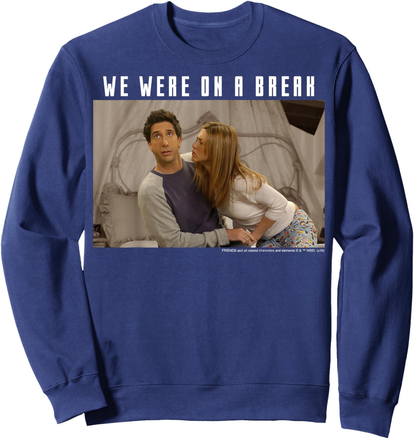Friends Ross & Rachel We Were On A Break Portrait Sweatshirt - Sweatshirt | Navy