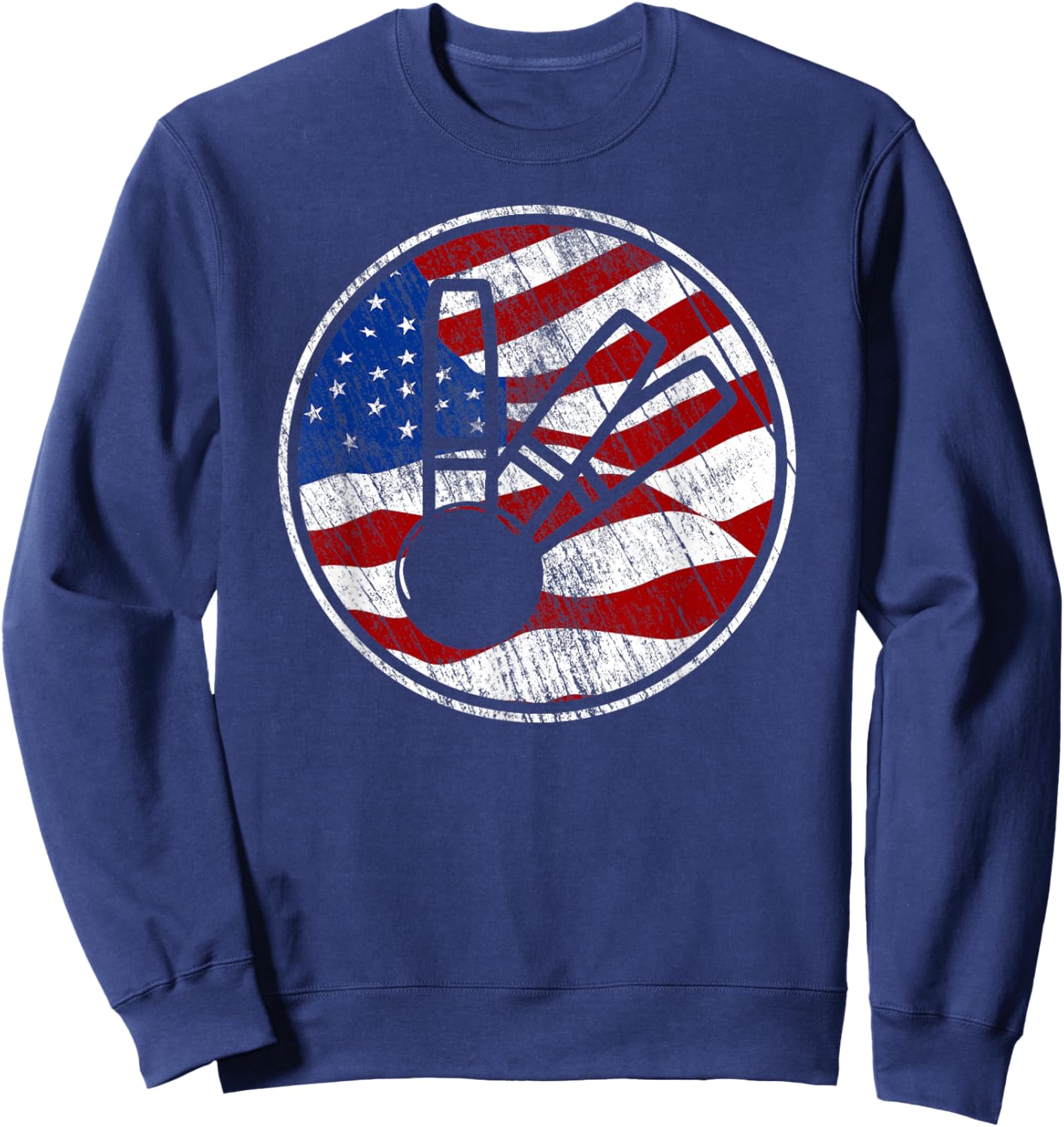 Candlepin Bowling American Flag - Vintage Candlepin Bowling Sweatshirt - Sweatshirt | Navy