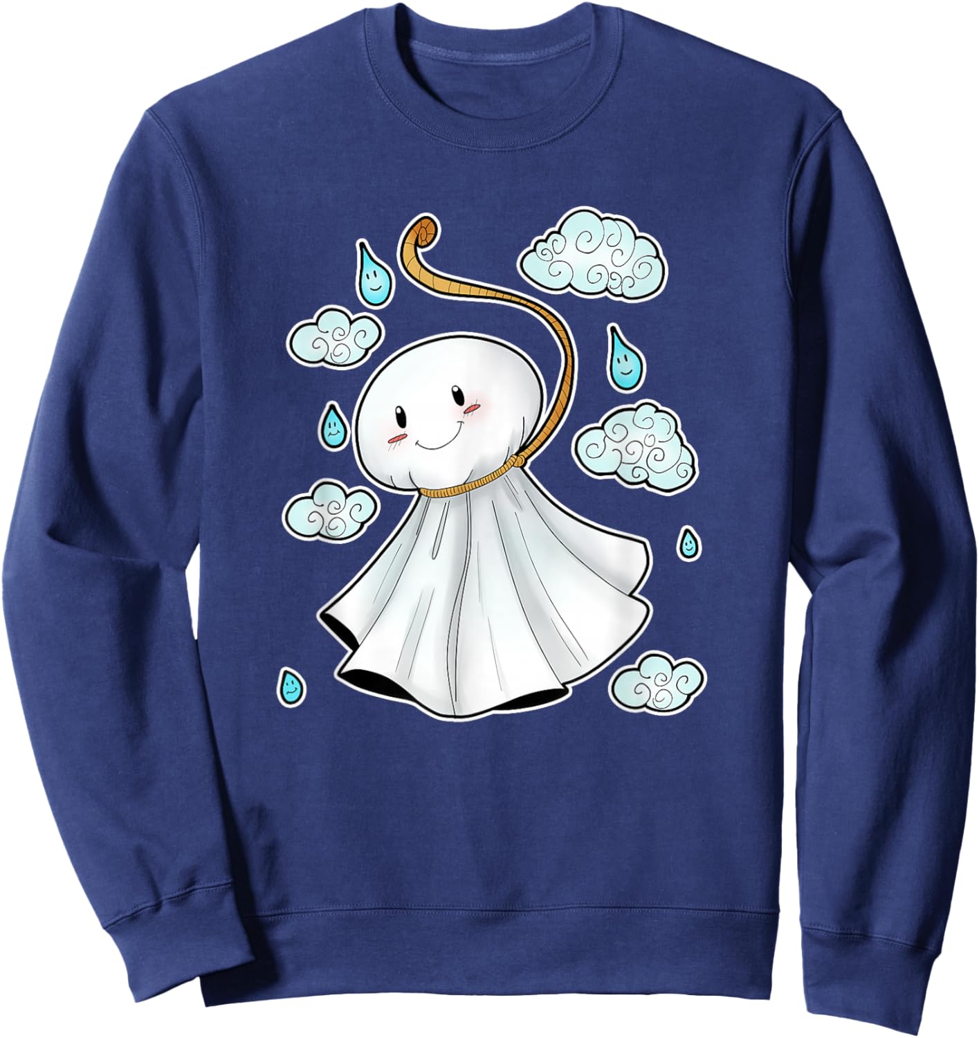 Kawaii Cute Japanese Amulet Teru Teru Bozu Sweatshirt - Sweatshirt | Navy