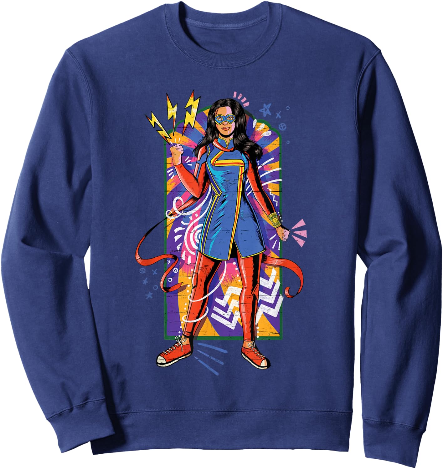 Marvel Ms. Marvel Kamala Khan Mural Art Sweatshirt - Sweatshirt | Navy