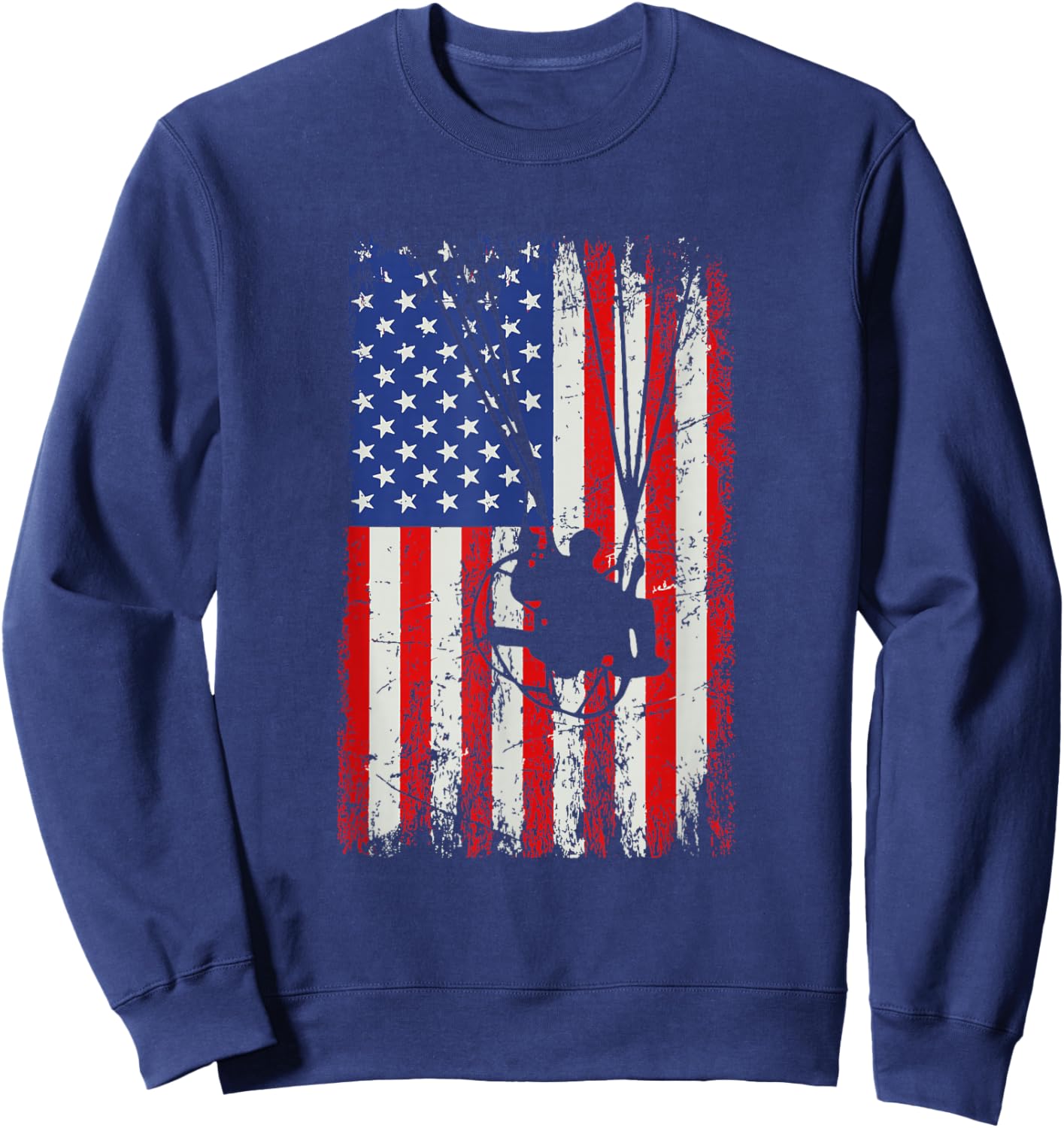 paramotor American Flag, paramotor Sweatshirt - Sweatshirt | Navy