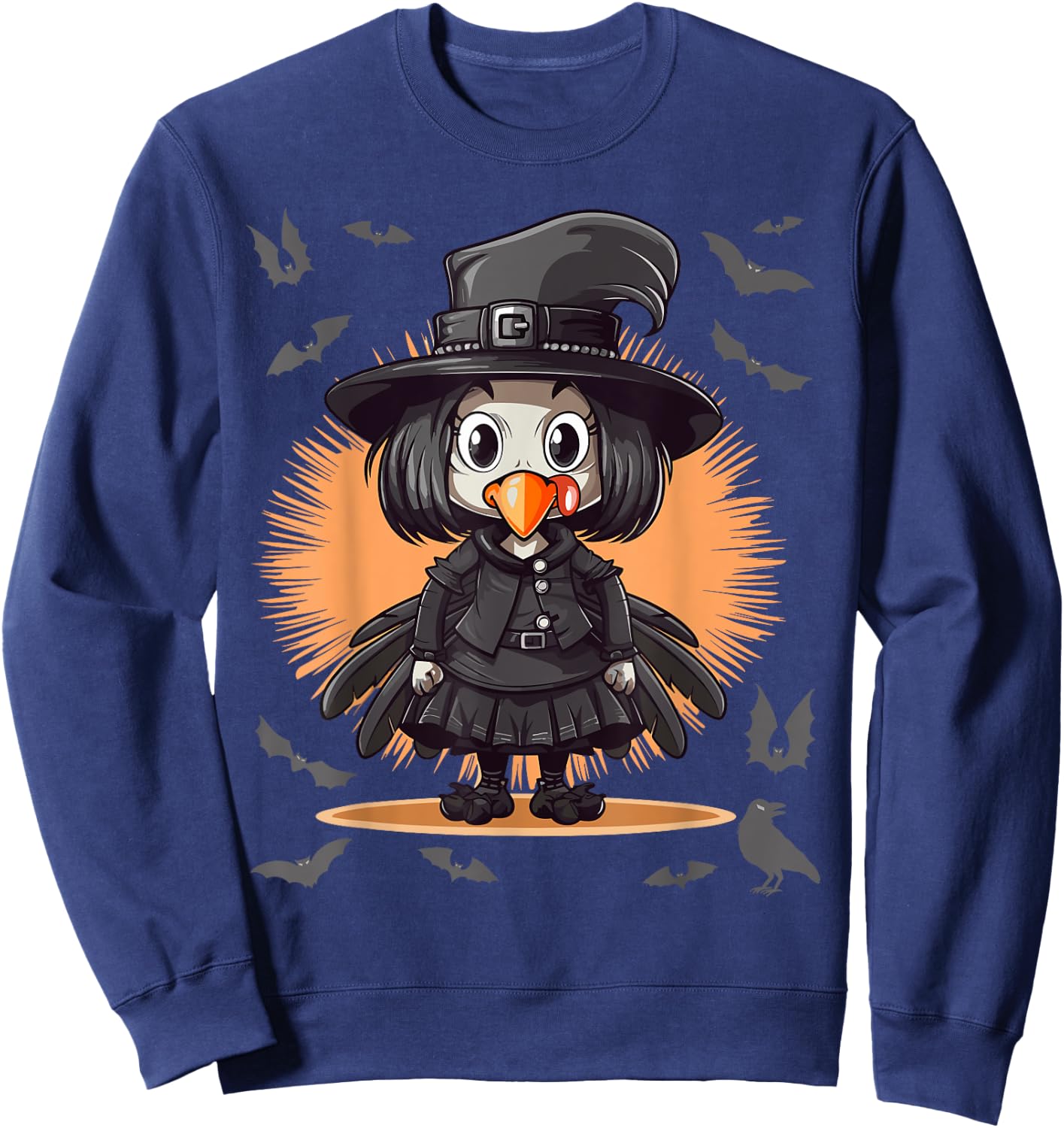 Goth Girl Turkey Outfit - Gothic Turkey Goth Thanksgiving Sweatshirt - Sweatshirt | Navy