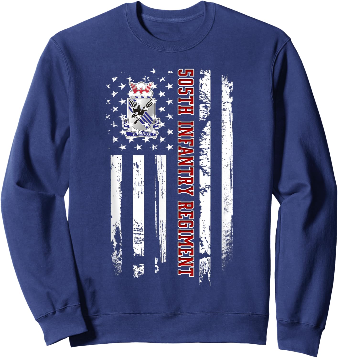 505th Infantry Regiment Veteran USA Flag Veterans Day Xmas Sweatshirt - Sweatshirt | Navy