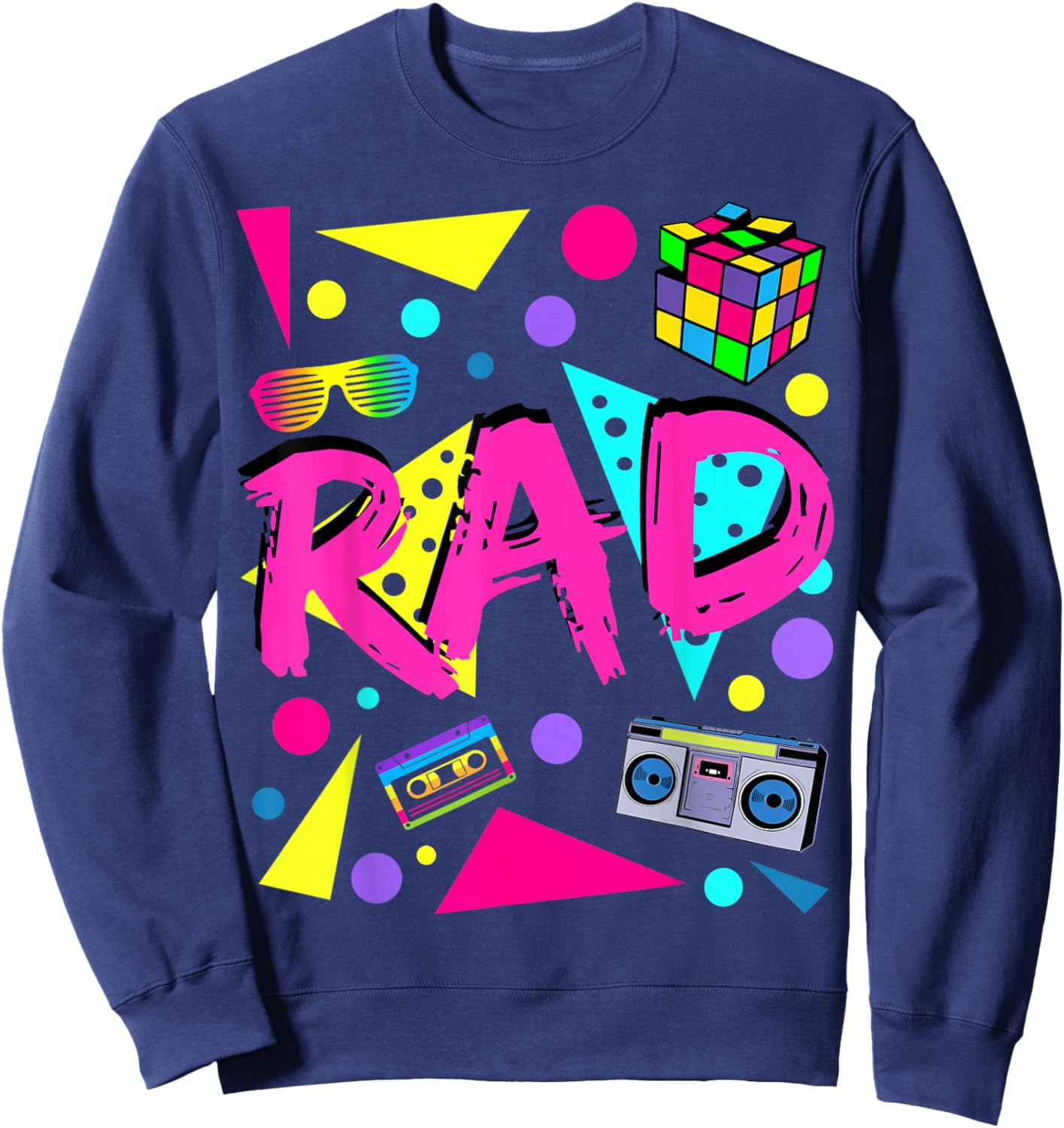 Rad 1980s Vintage Eighties Costume Party Sweatshirt - Sweatshirt | Navy
