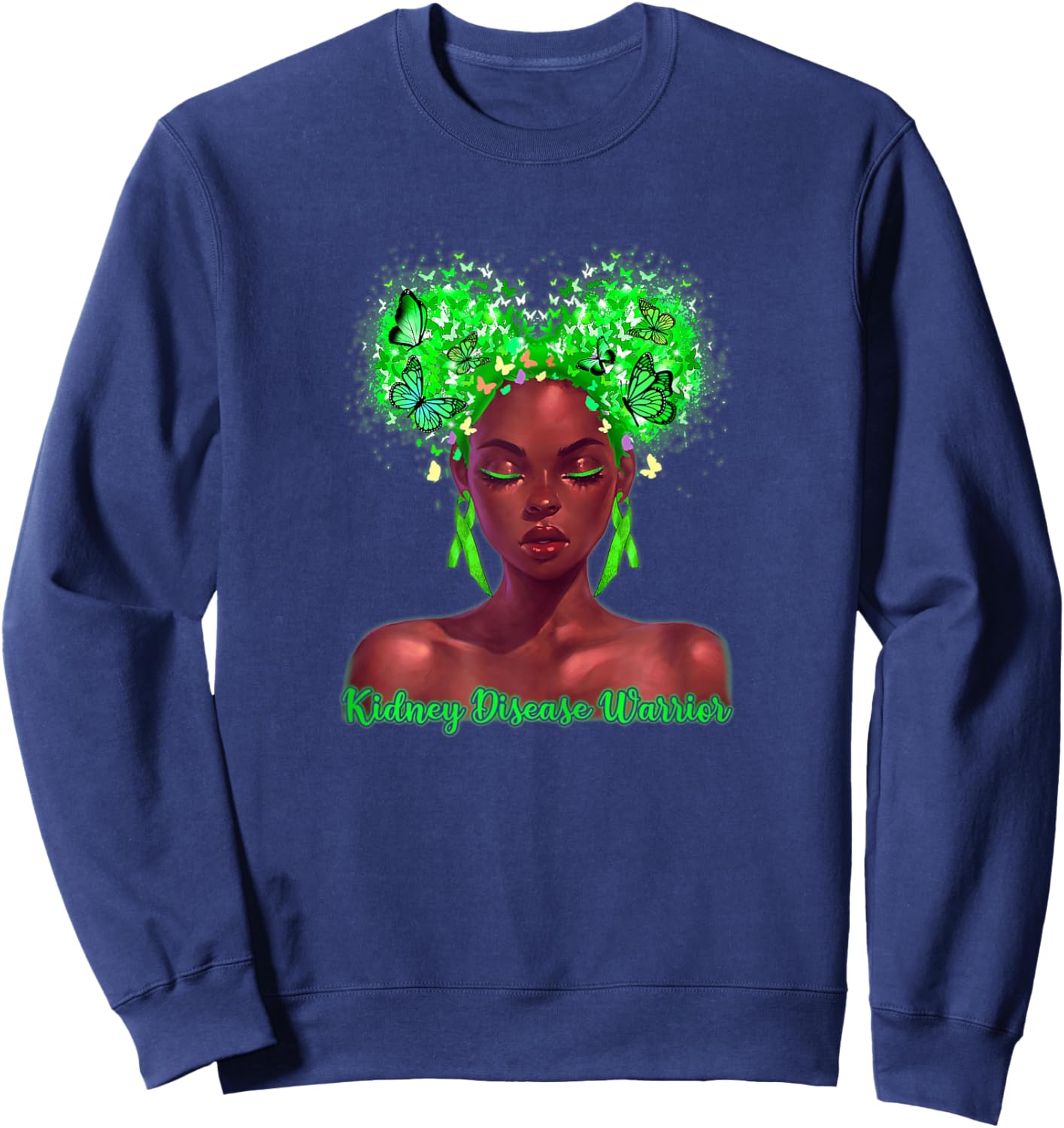 Kidney Disease Warrior Melanin Awareness Sweatshirt - Sweatshirt | Navy