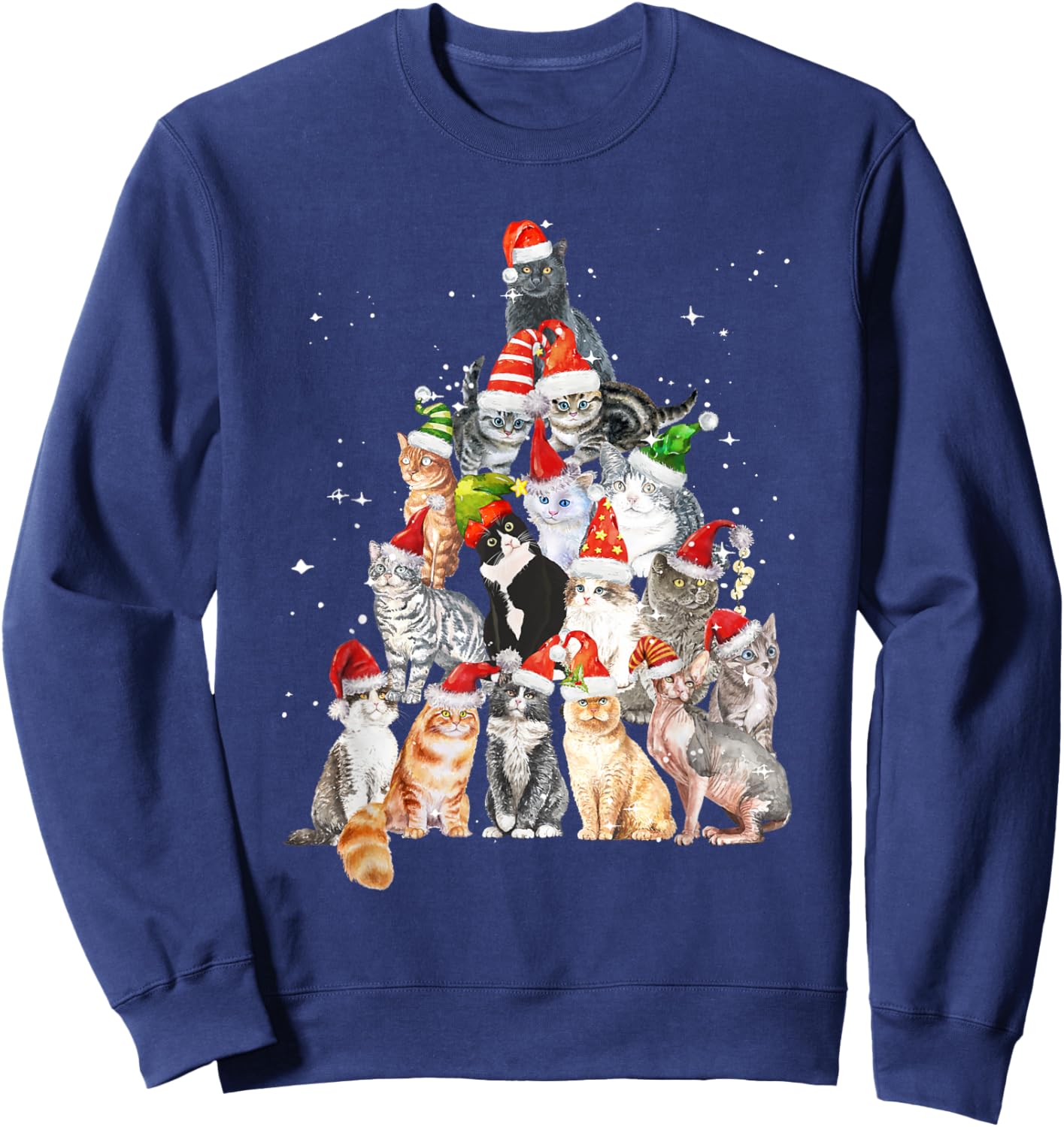 Cats For Everybody Christmas Cats Xmas Meow Christmas Sweatshirt - Sweatshirt | Navy