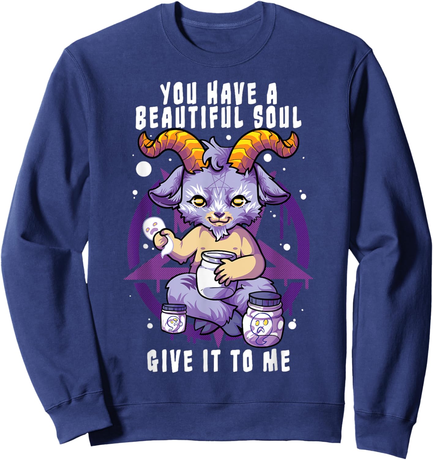 You Have a Beautiful Soul Satanic Baphomet Halloween Costume Sweatshirt - Sweatshirt | Navy