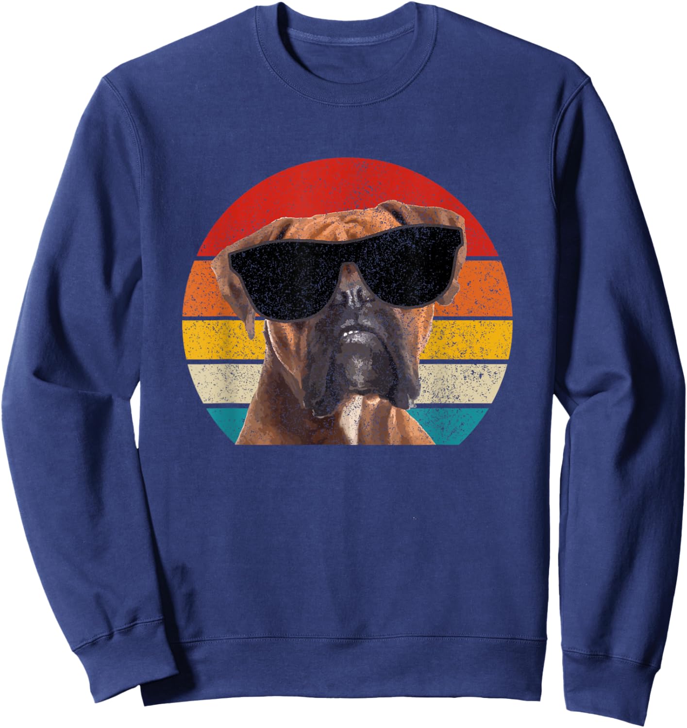 Boxer Dog Sunglasses Vintage Funny Dog Men Women Kids Sweatshirt - Sweatshirt | Navy