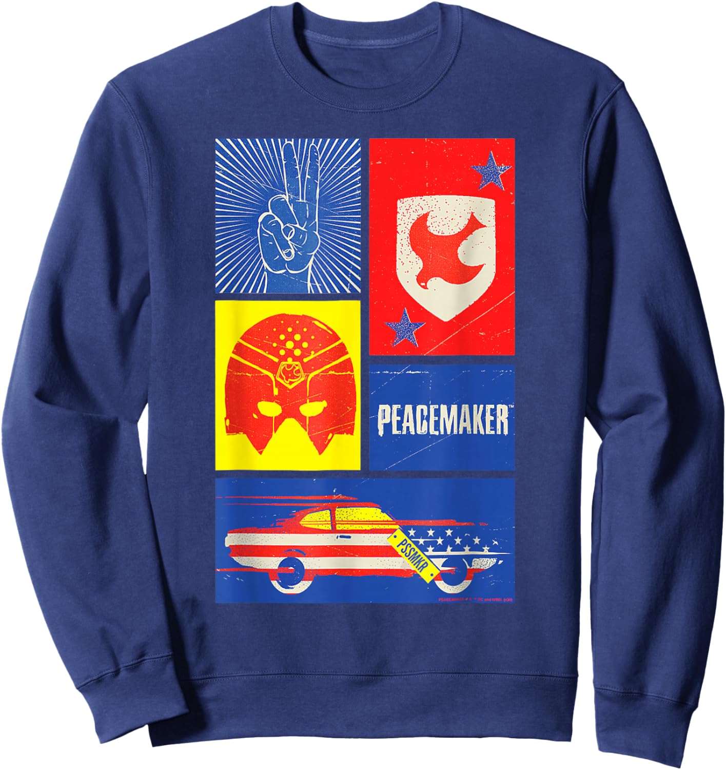 Peacemaker Sign, Shield, Helmet and Car Sweatshirt - Sweatshirt | Navy