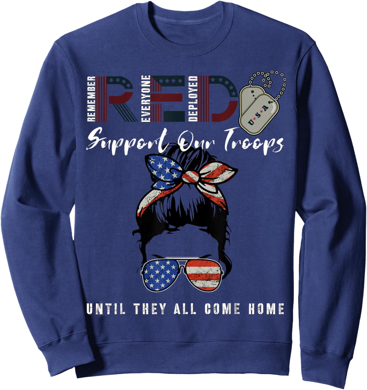 On Friday We Wear Red Friday Military Support troops US Flag Sweatshirt - Sweatshirt | Navy