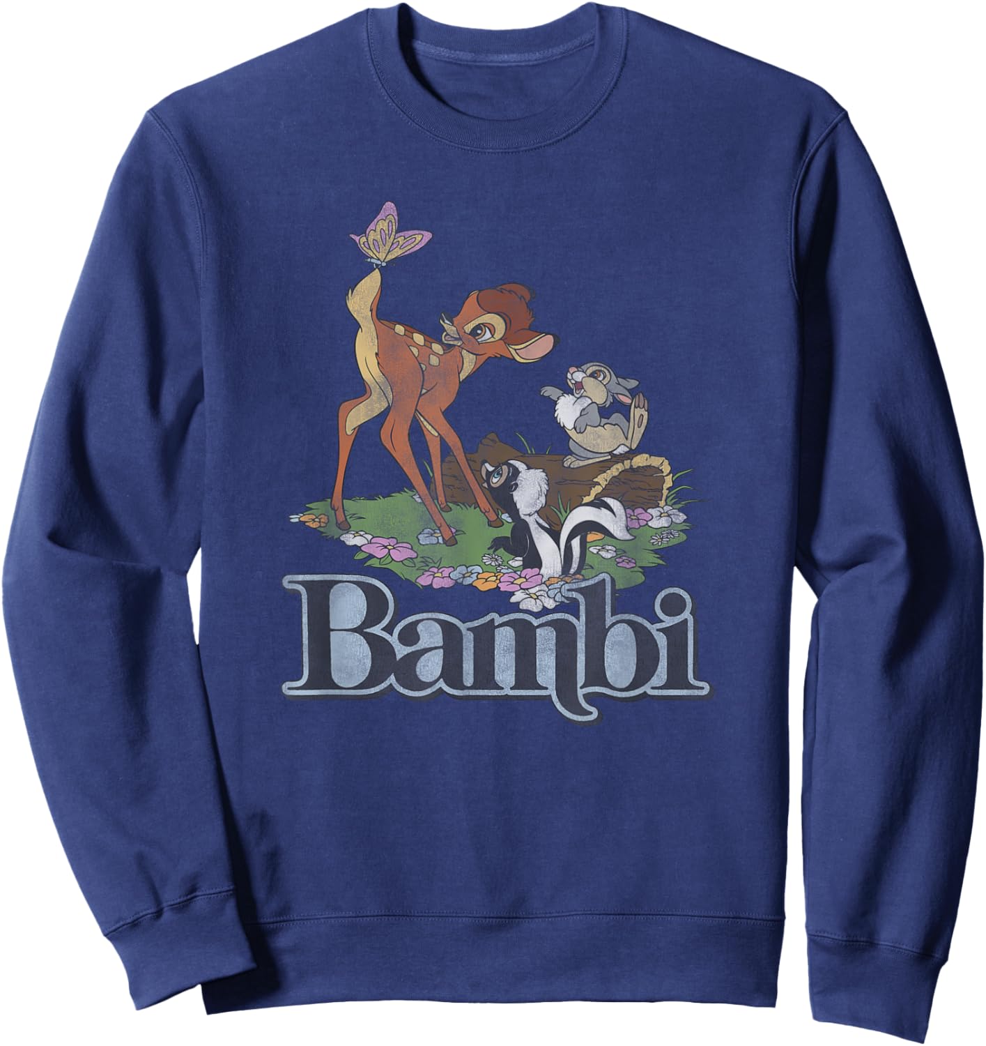Disney Bambi Vintage Group Floral Poster Sweatshirt - Sweatshirt | Navy
