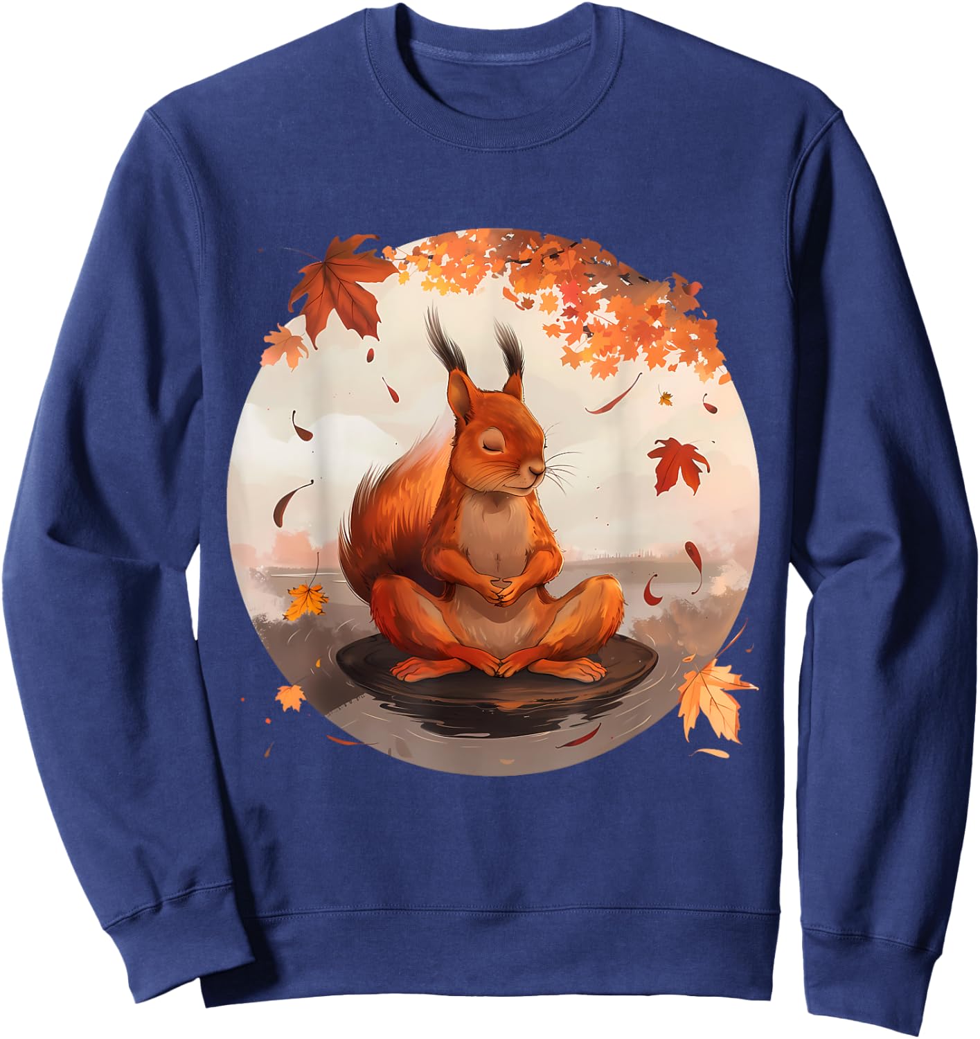 Meditation Squirrel Animal Art Spirituality Yoga Buddhist Sweatshirt - Sweatshirt | Navy
