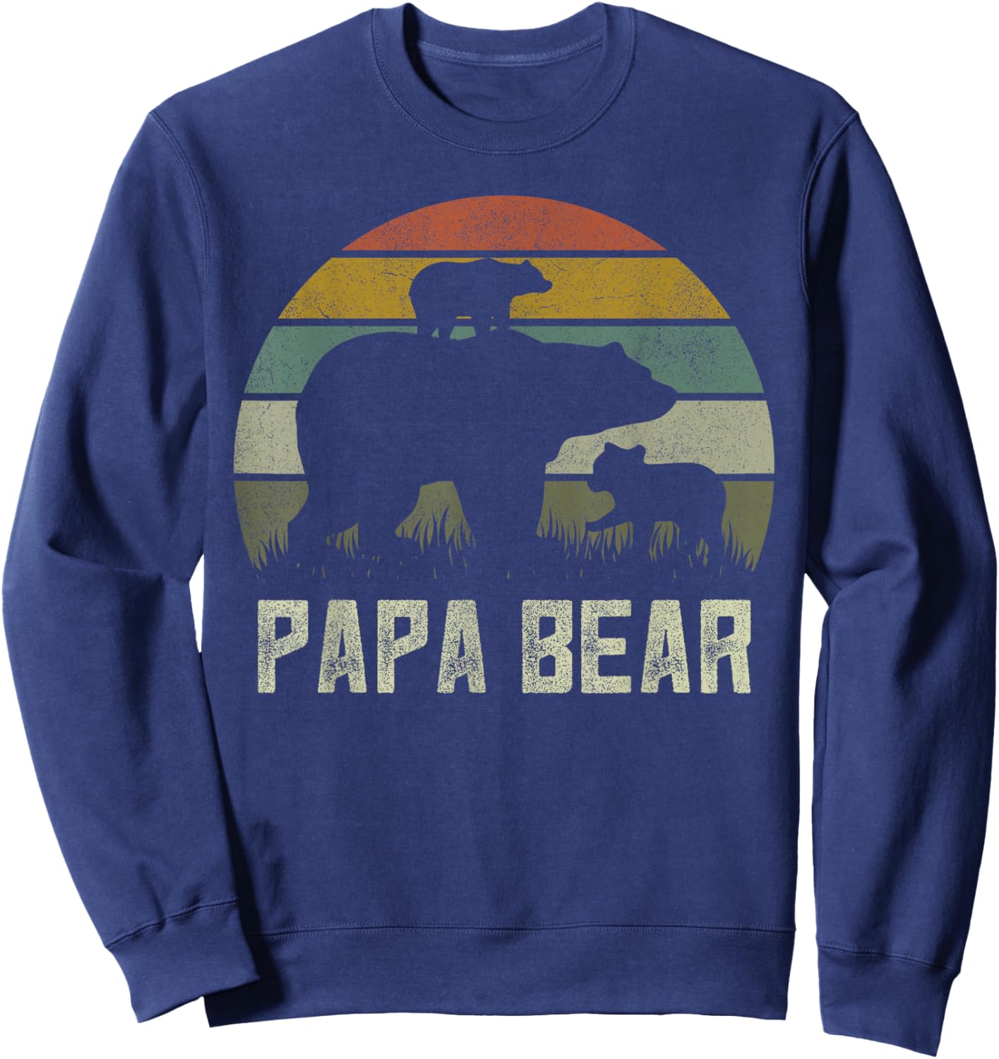 Funny Papa Bear Shirts, Cub 2 Kids Fathers Day Grandpa Sweatshirt - Sweatshirt | Navy