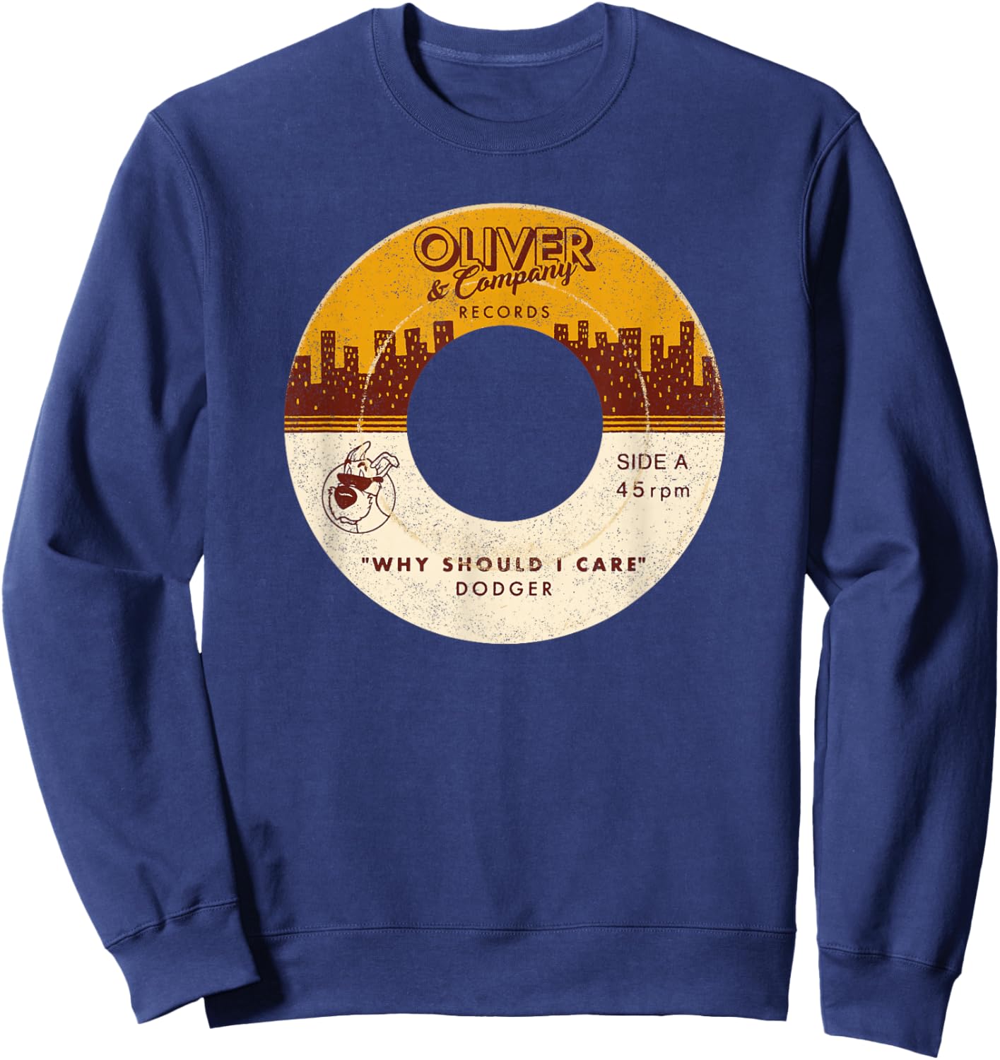 Disney Oliver & Company Records "Why Should I Care" Dodger Sweatshirt - Sweatshirt | Navy