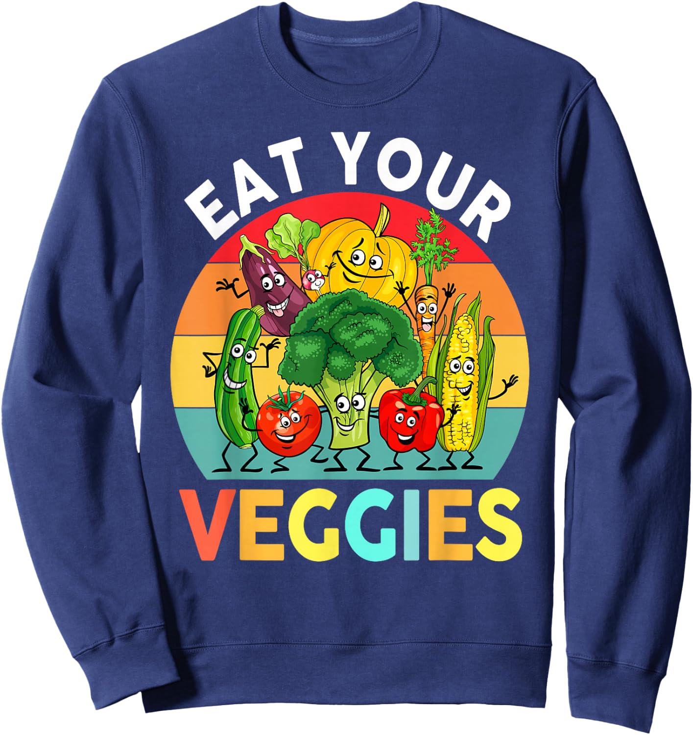 Vegan Shirt Kids Toddler Boys Eat Your Veggies Vegetables Sweatshirt - Sweatshirt | Navy