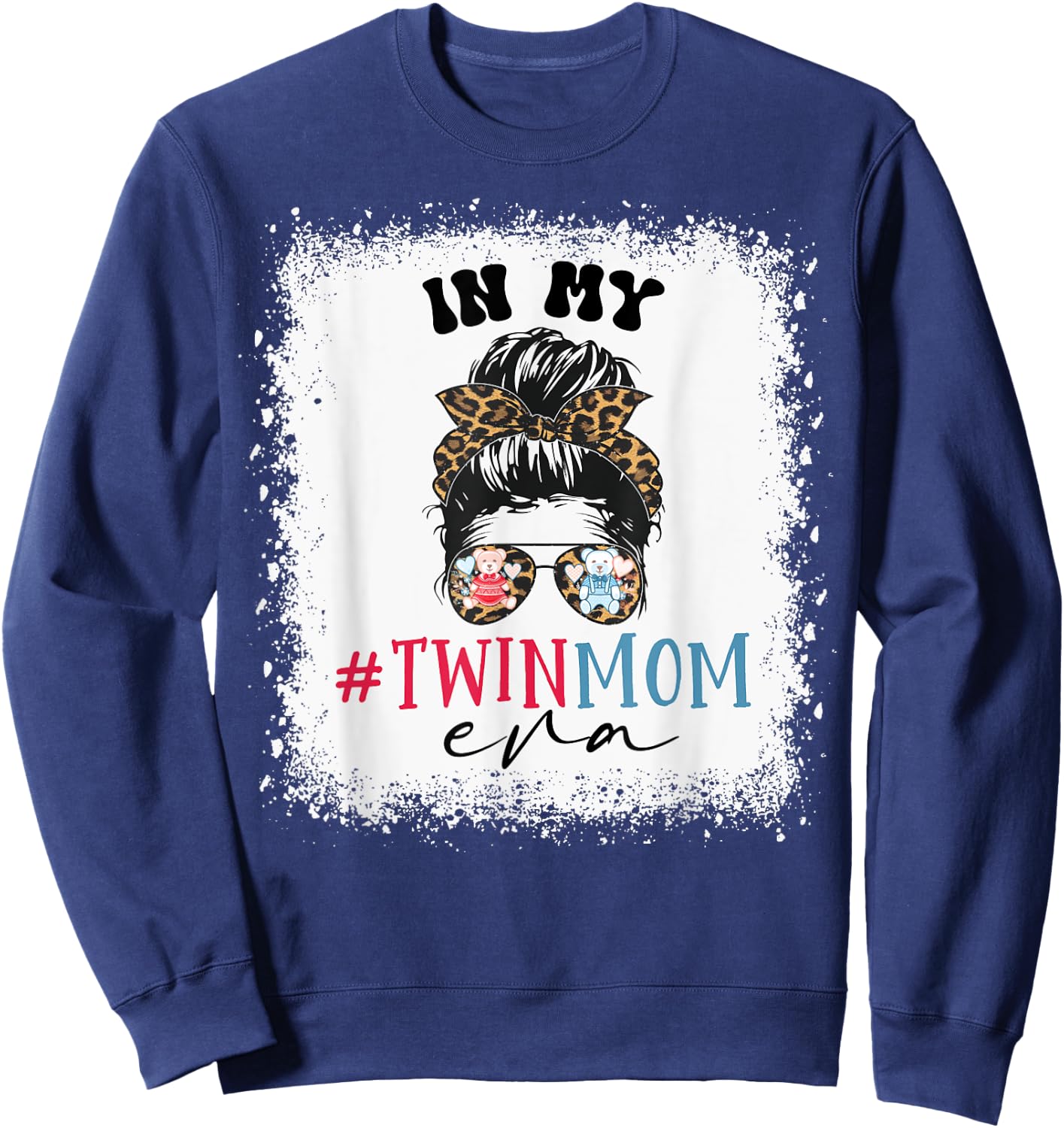 In My Twin Mom Era Mama Mothers Pregnancy Announcement Sweatshirt - Sweatshirt | Navy