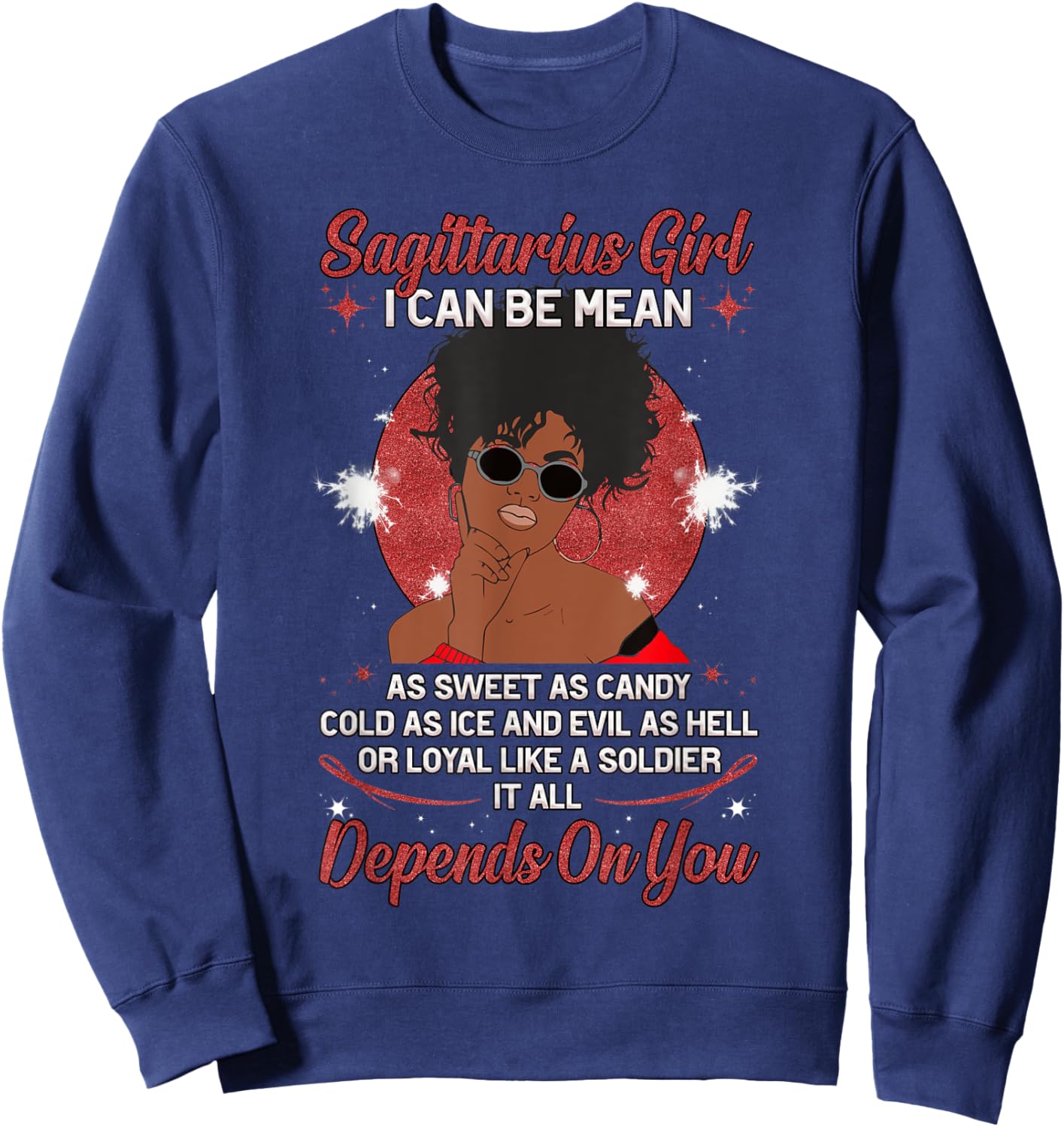 Black Pride Melanin Sagittarius I can Be Mean Sweatshirt - Sweatshirt | Navy