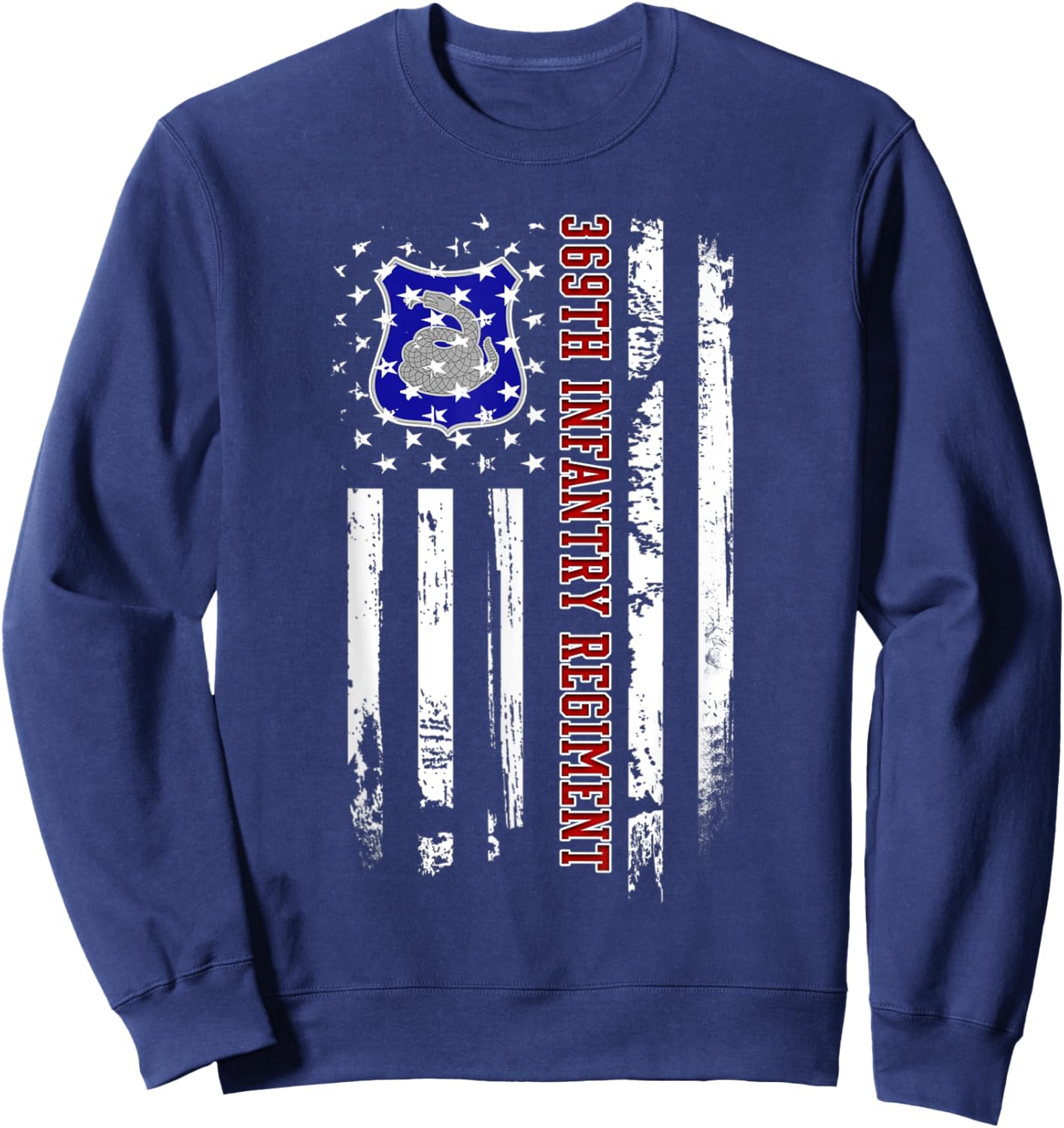 369th Infantry Regiment Veteran USA Flag Veterans Day Xmas Sweatshirt - Sweatshirt | Navy