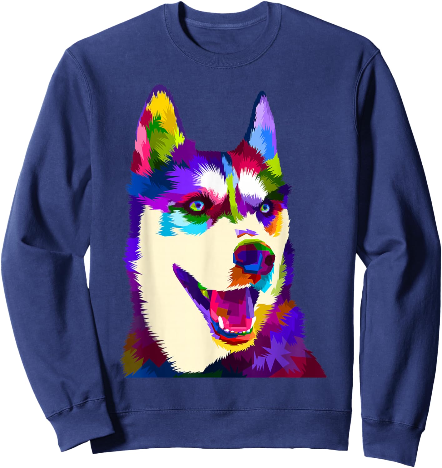 Husky Colorful Pop Art Portrait for Dog Owners Chukcha Sibe Sweatshirt - Sweatshirt | Navy