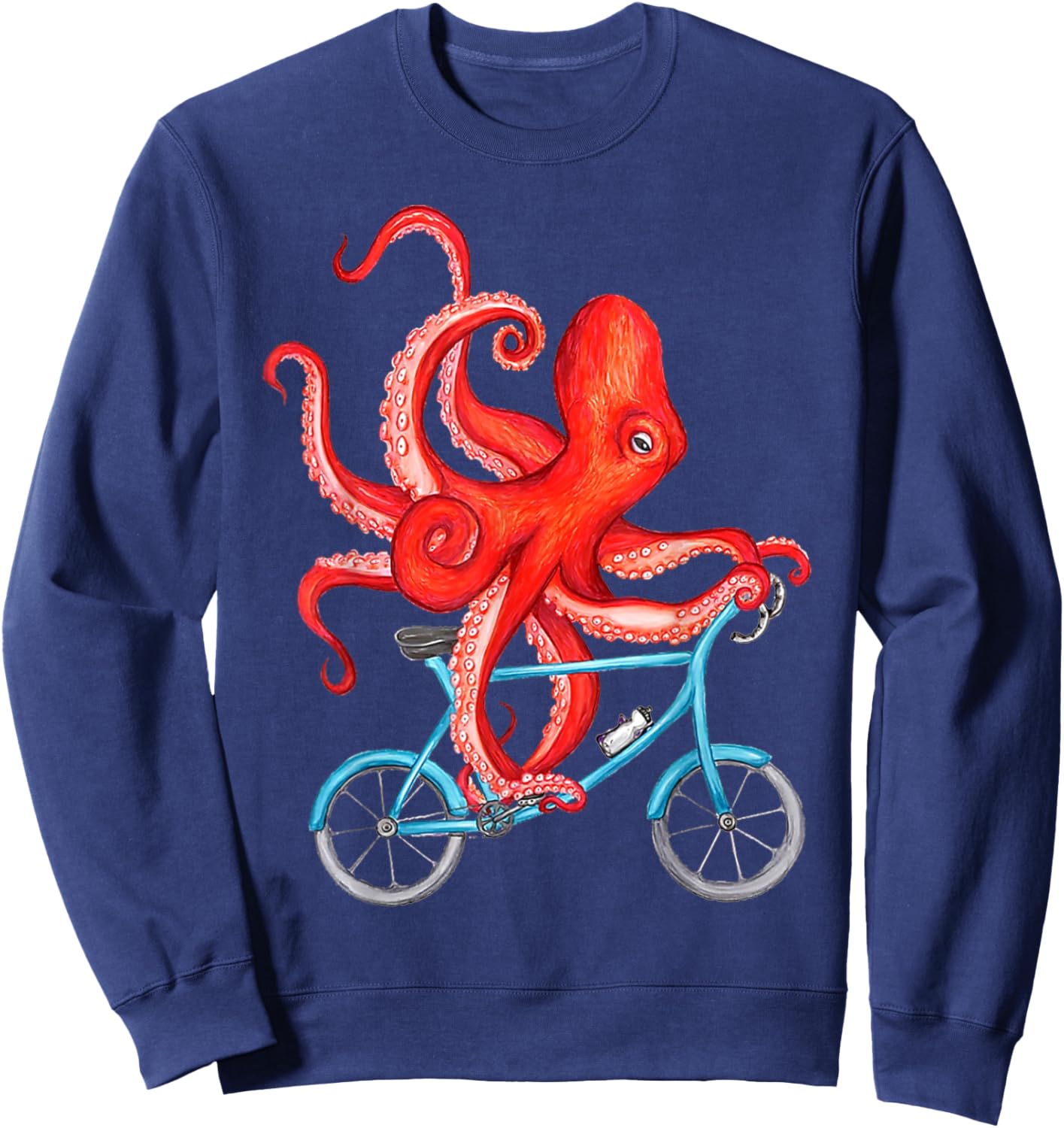 Octopus Bicycle Bike Cycling Beach Ocean Sea Octopus Lover Sweatshirt - Sweatshirt | Navy