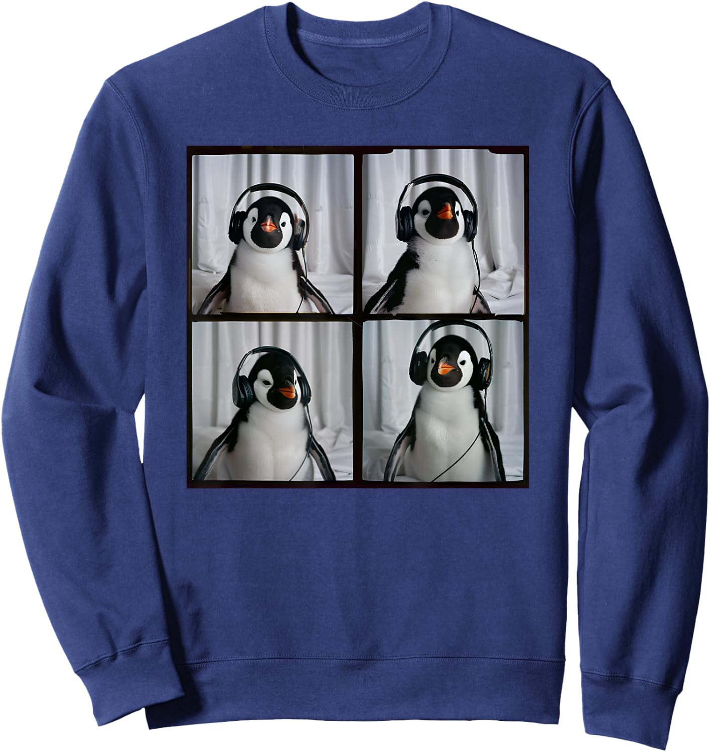 Penguin With Headphones Autism Sensory Zoo Penguin Lover Sweatshirt - Sweatshirt | Navy
