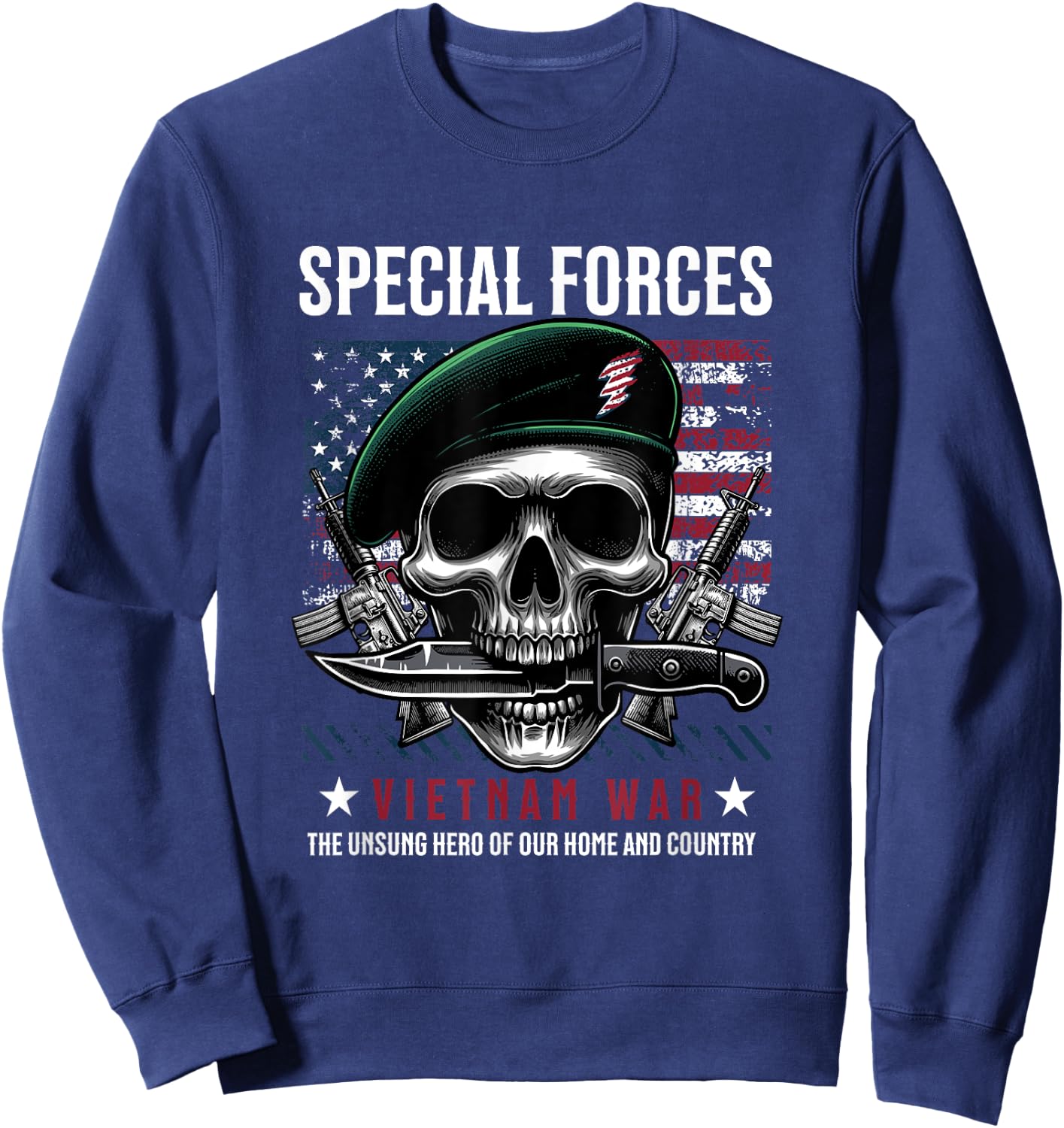 Special Forces Vietnam Veteran Dad Military Army Green Beret Sweatshirt - Sweatshirt | Navy