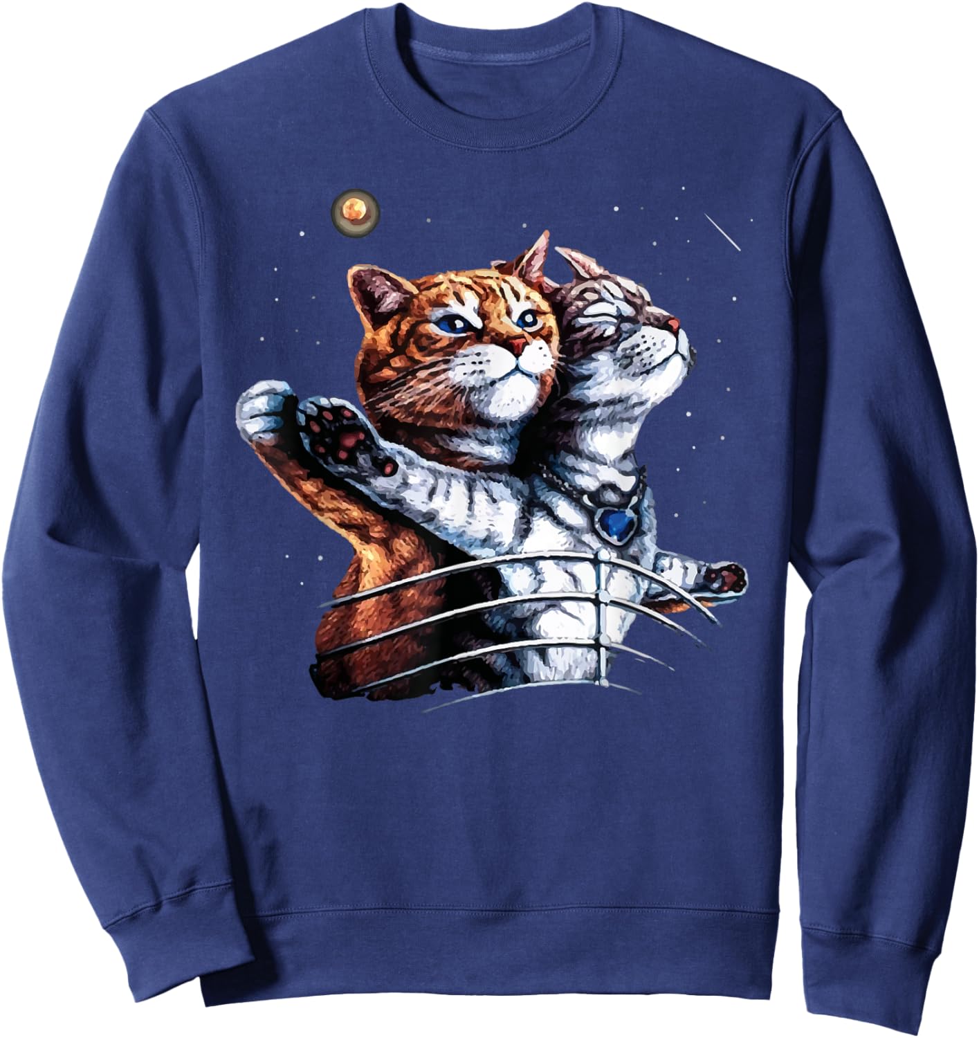 Titanic Cat Vintage Kitten In Space Galaxy Lovers Funny Sweatshirt - Sweatshirt | Navy