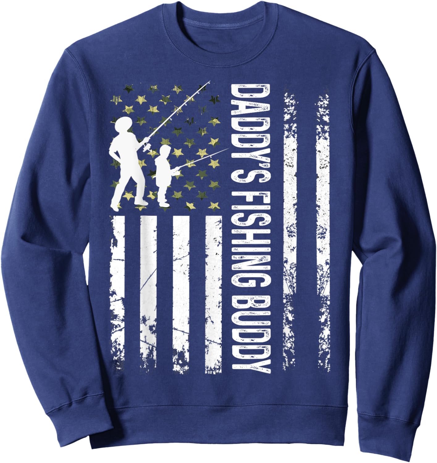 Young Fisherman Daddy's Fishing Buddy Dad-Son Team Sweatshirt - Sweatshirt | Navy