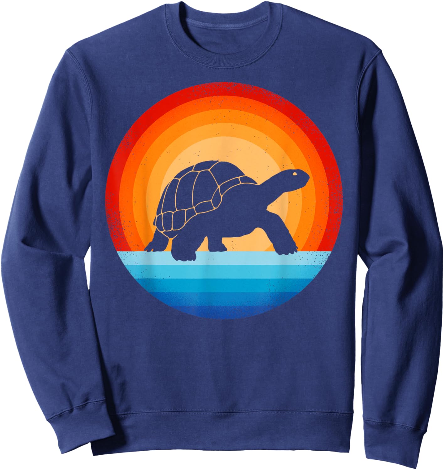 Tortoise Retro Vintage 60s 70s Sunset Turtle Reptile Animal Sweatshirt - Sweatshirt | Navy