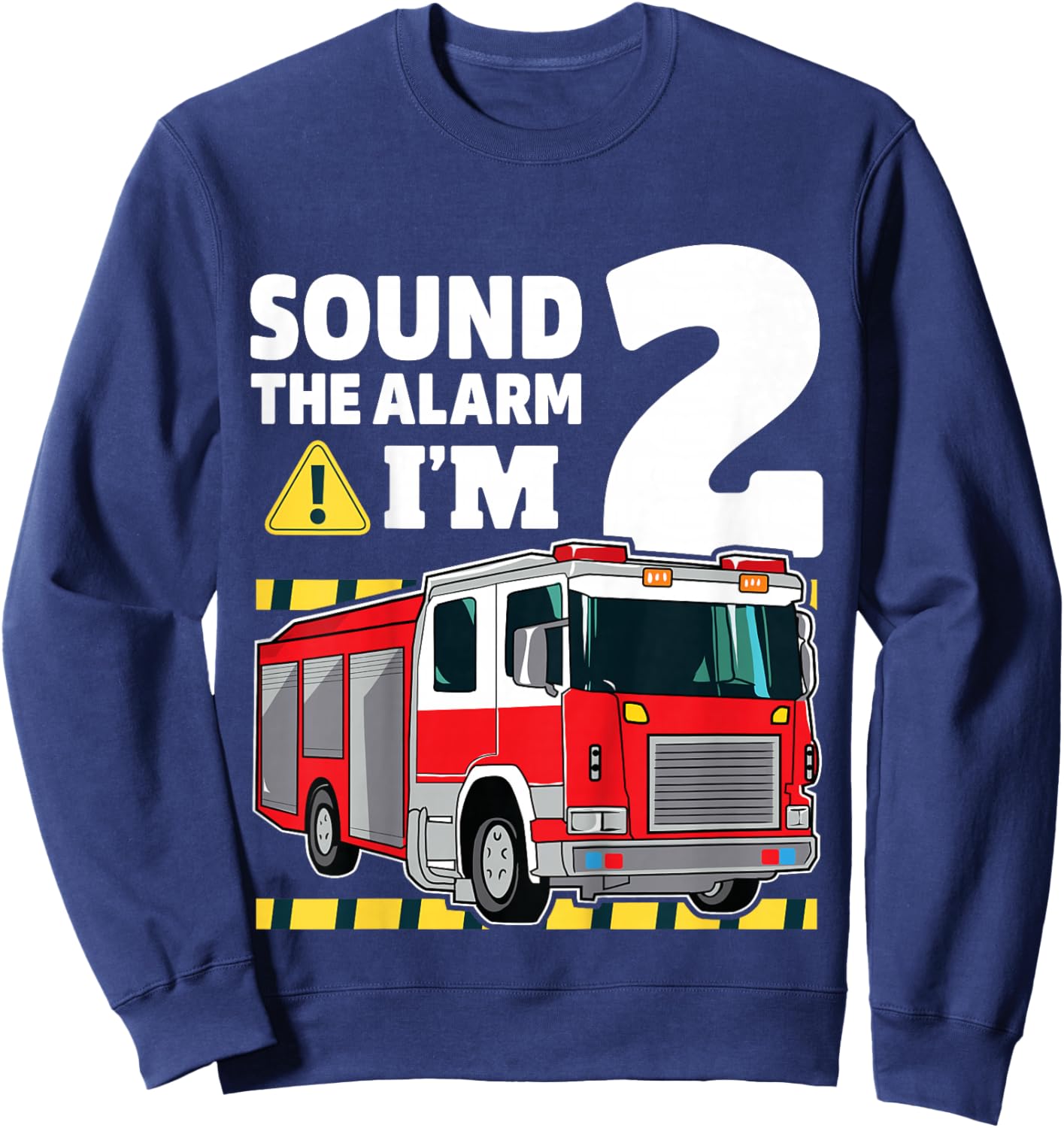 Kids 2nd Birthday Boy Fire Truck 2 Two Year Old Firefighter Sweatshirt - Sweatshirt | Navy
