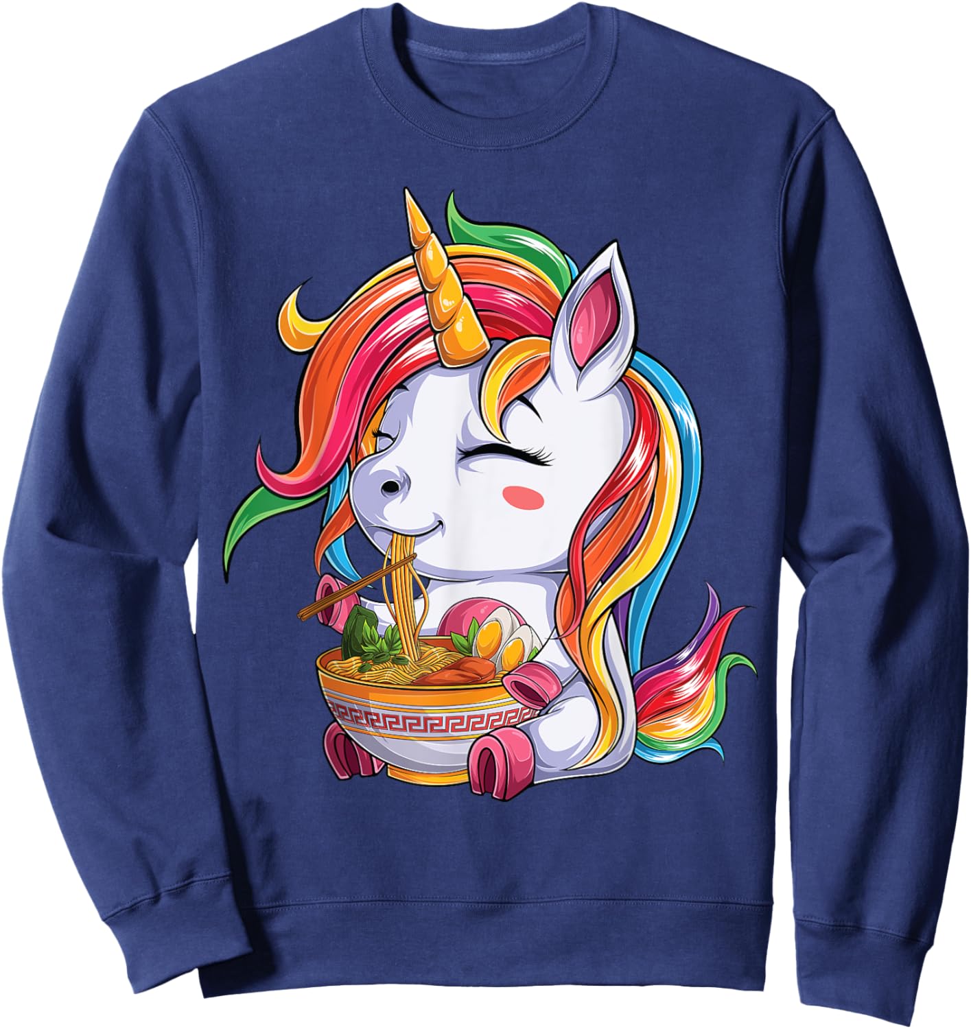 kawaii japanese anime Unicorn Girl ramen Food Lovers Sweatshirt - Sweatshirt | Navy