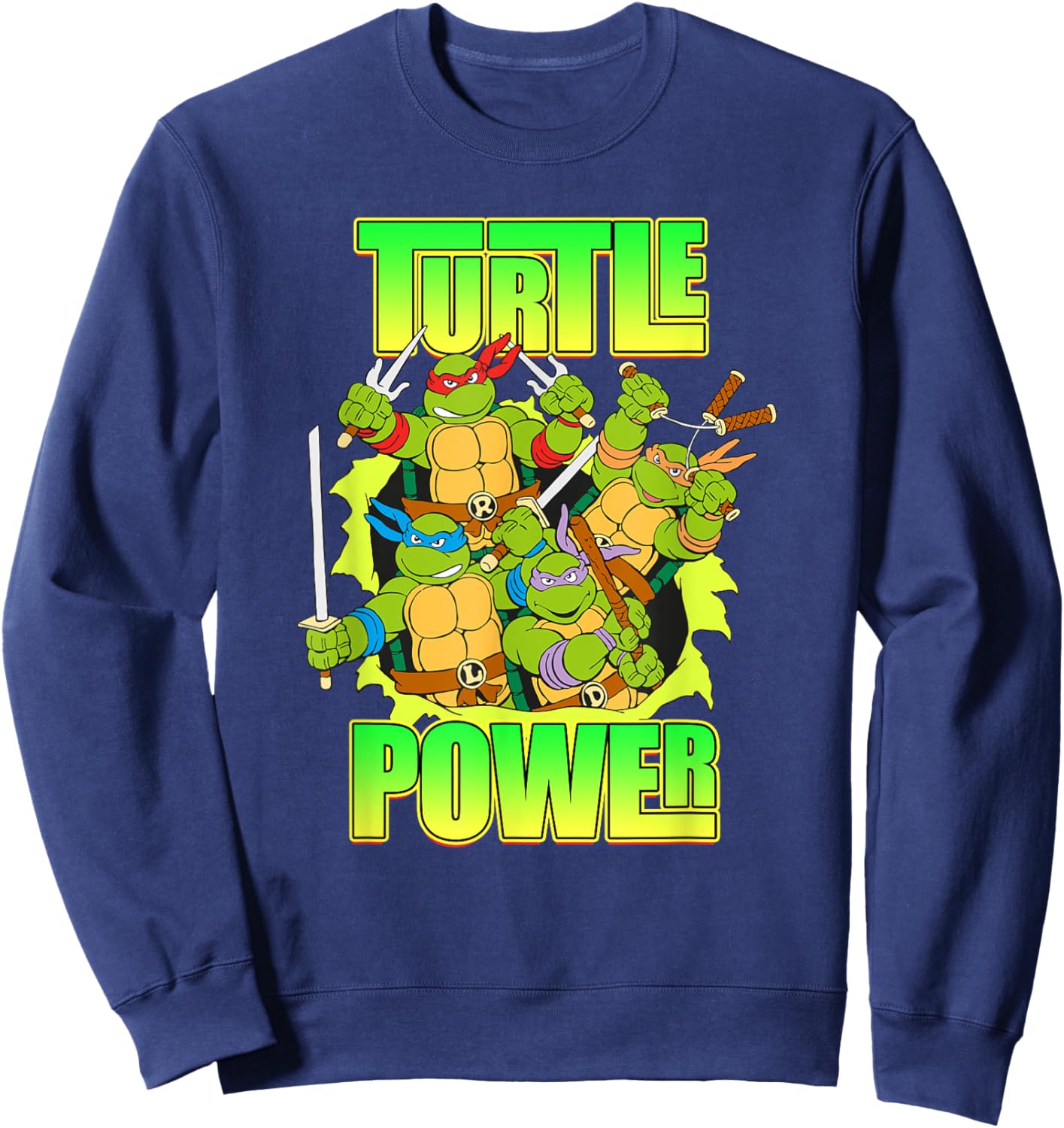 Mademark x Teenage Mutant Ninja Turtles - Turtle Power - Retro TMNT Sweatshirt - Sweatshirt | Navy