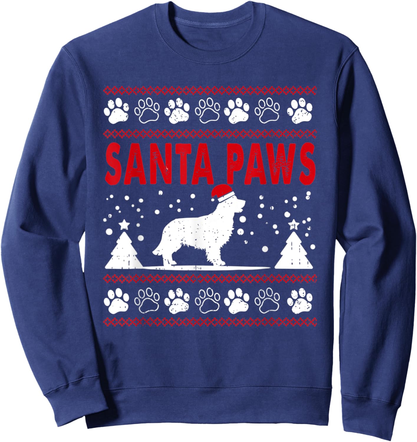 Santa Paw Golden Retriever Dog Merry Christmas Pajamas Women Kids Sweatshirt - Sweatshirt | Navy