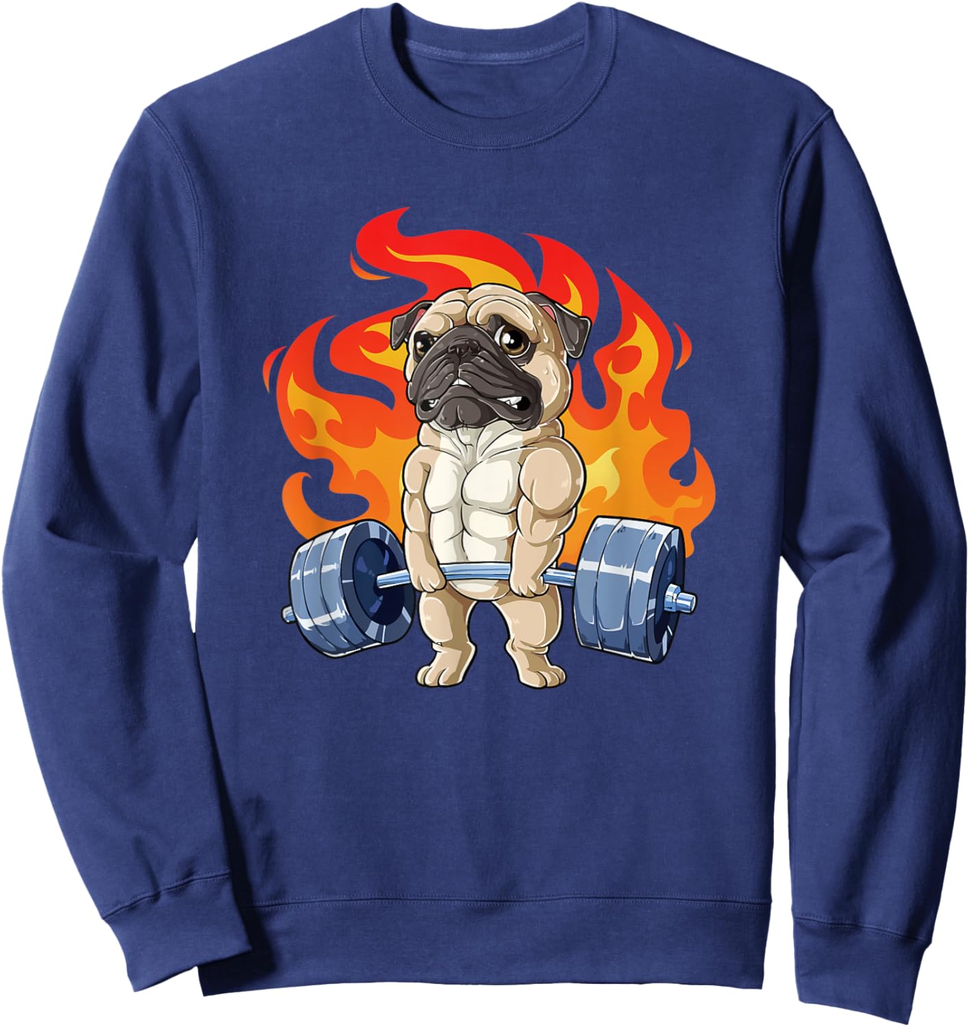 Pug Weightlifting Funny Deadlift Men Fitness Gym Workout Sweatshirt - Sweatshirt | Navy