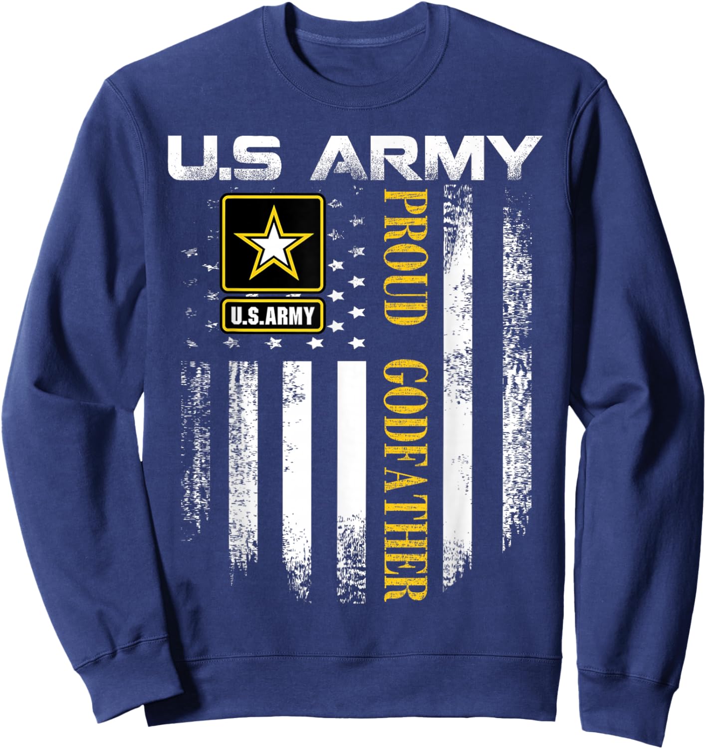 Vintage U.S. Army Proud Godfather With American Flag Gift Sweatshirt - Sweatshirt | Navy