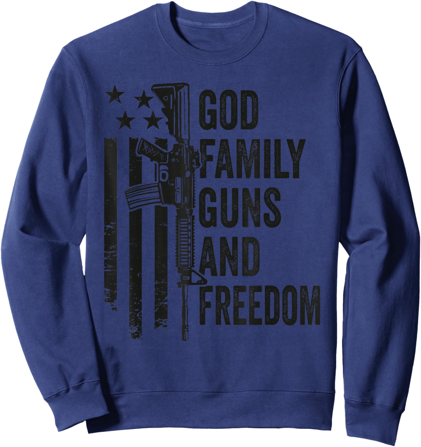 GOD Family Guns & Freedom - Gun Rights Faith Jesus Camo Sweatshirt - Sweatshirt | Navy