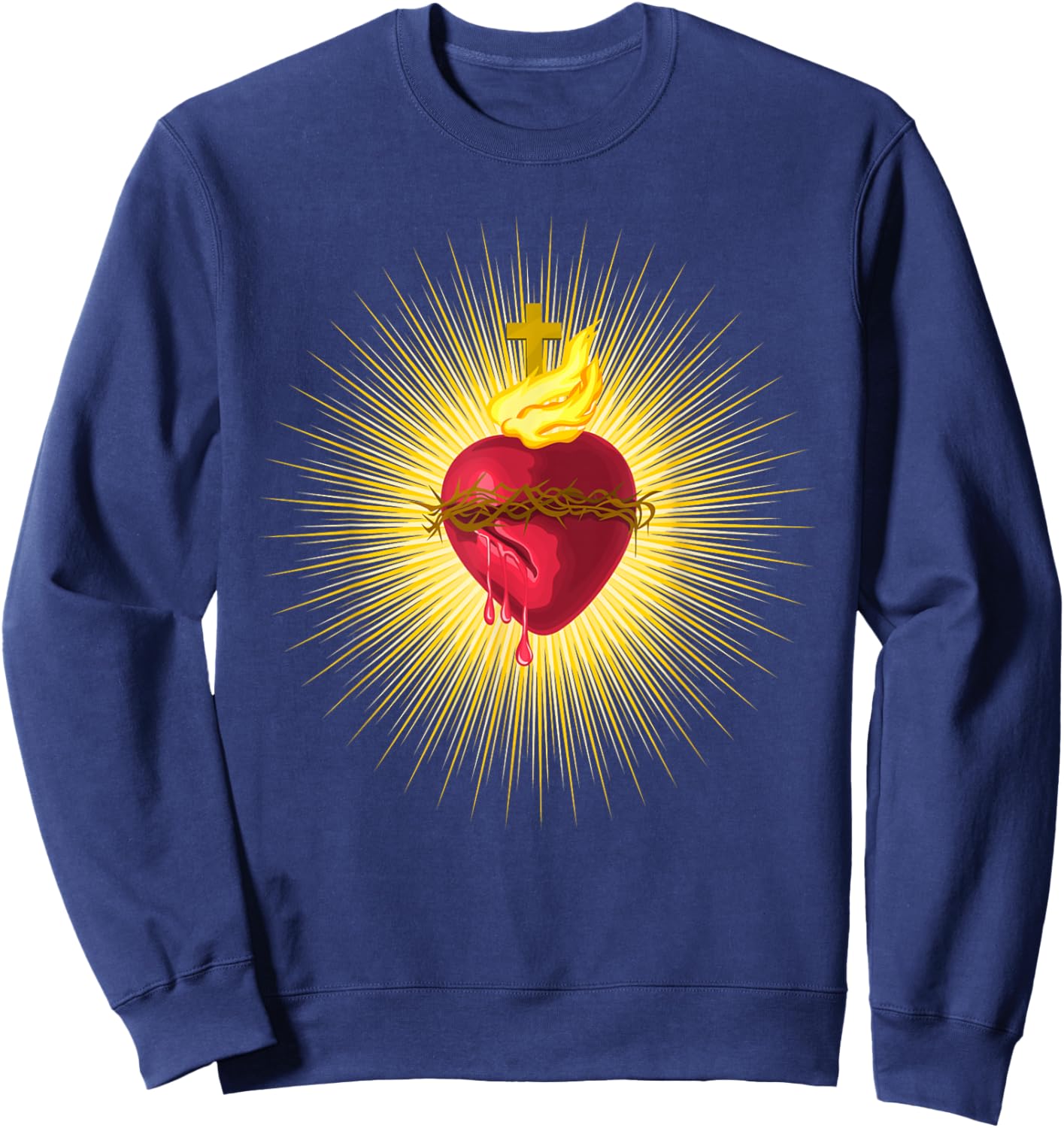 Sacred Heart of Jesus Catholic Art Traditional Latin Mass Sweatshirt - Sweatshirt | Navy