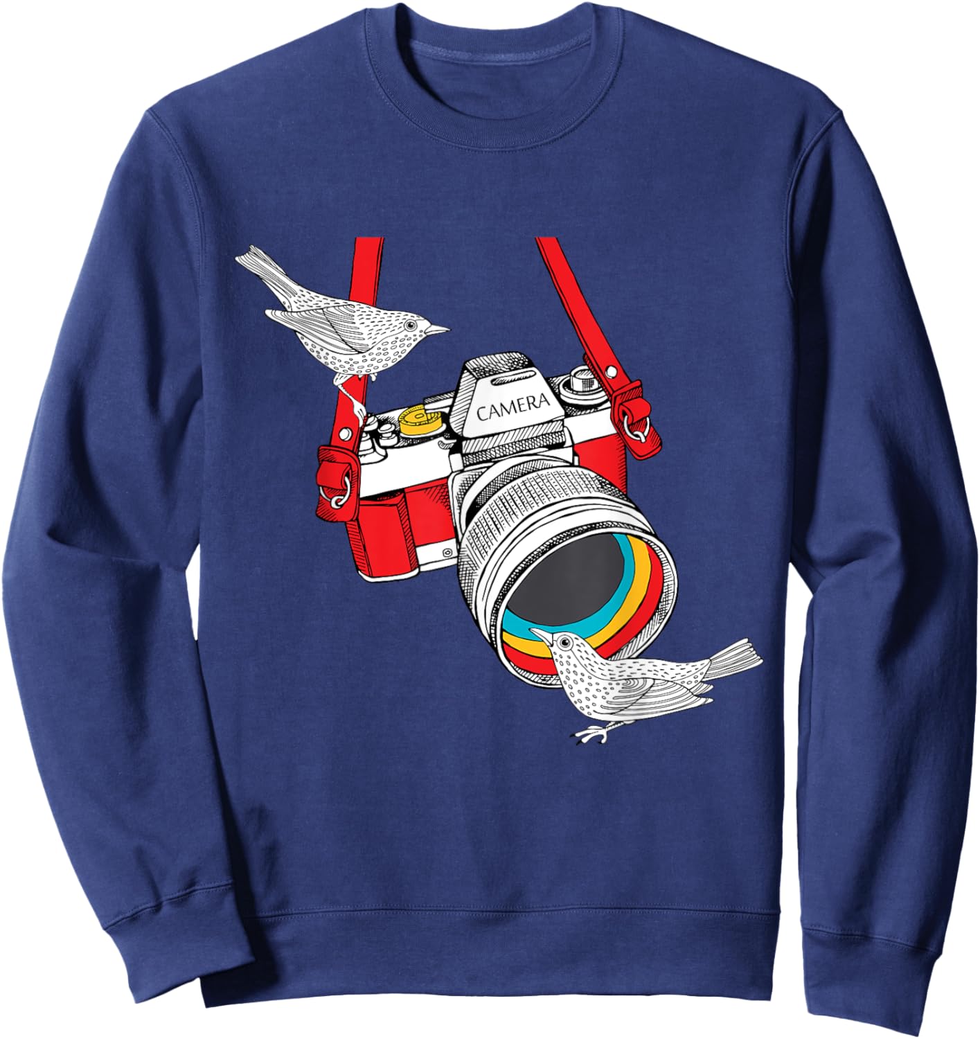 Birdology a Bird on a Vintage Camera for Bird Photographer Sweatshirt - Sweatshirt | Navy