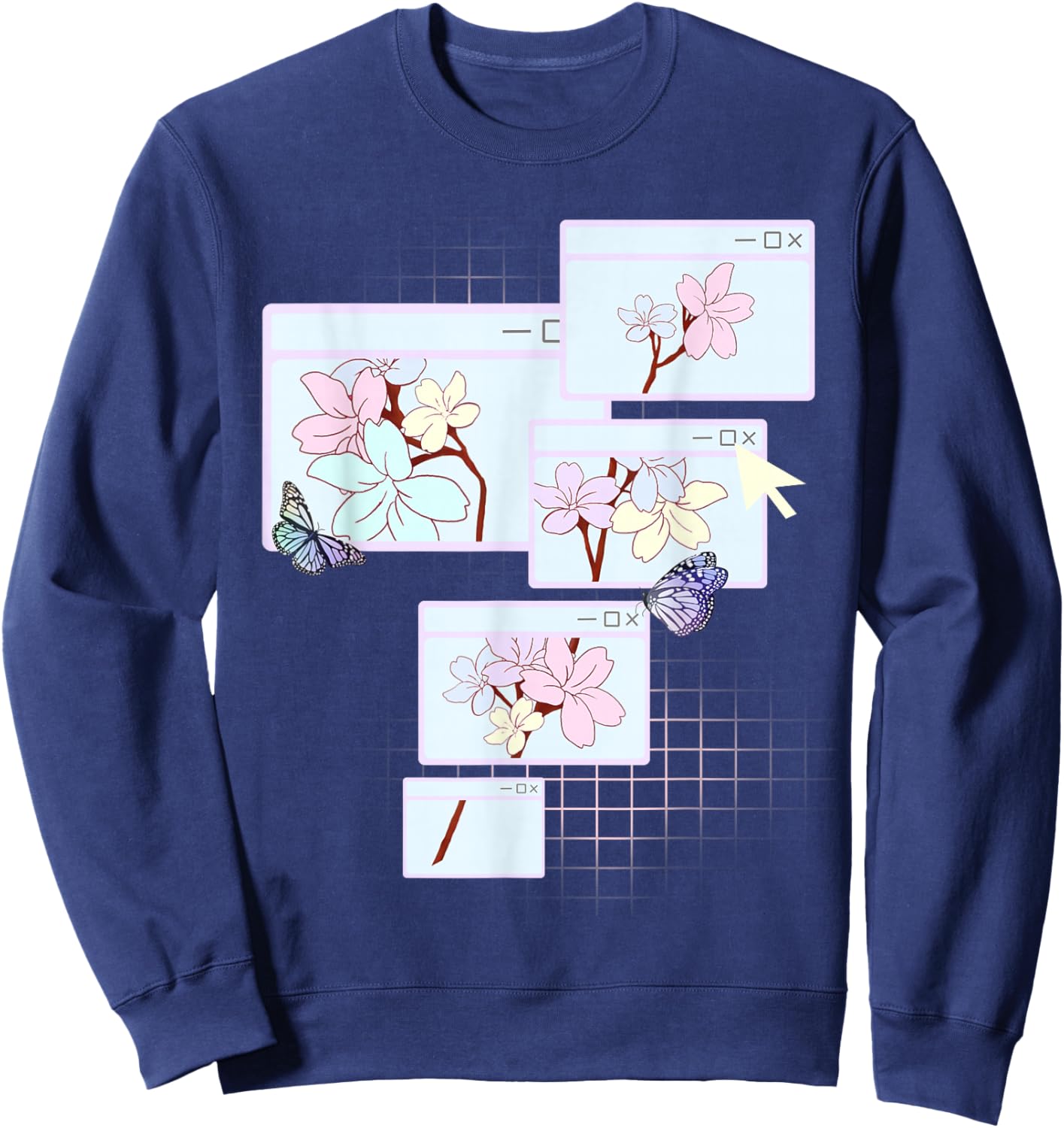 Kawaii E-Girl Shirt Pastel Aesthetic 90s Grunge Browser Sweatshirt - Sweatshirt | Navy