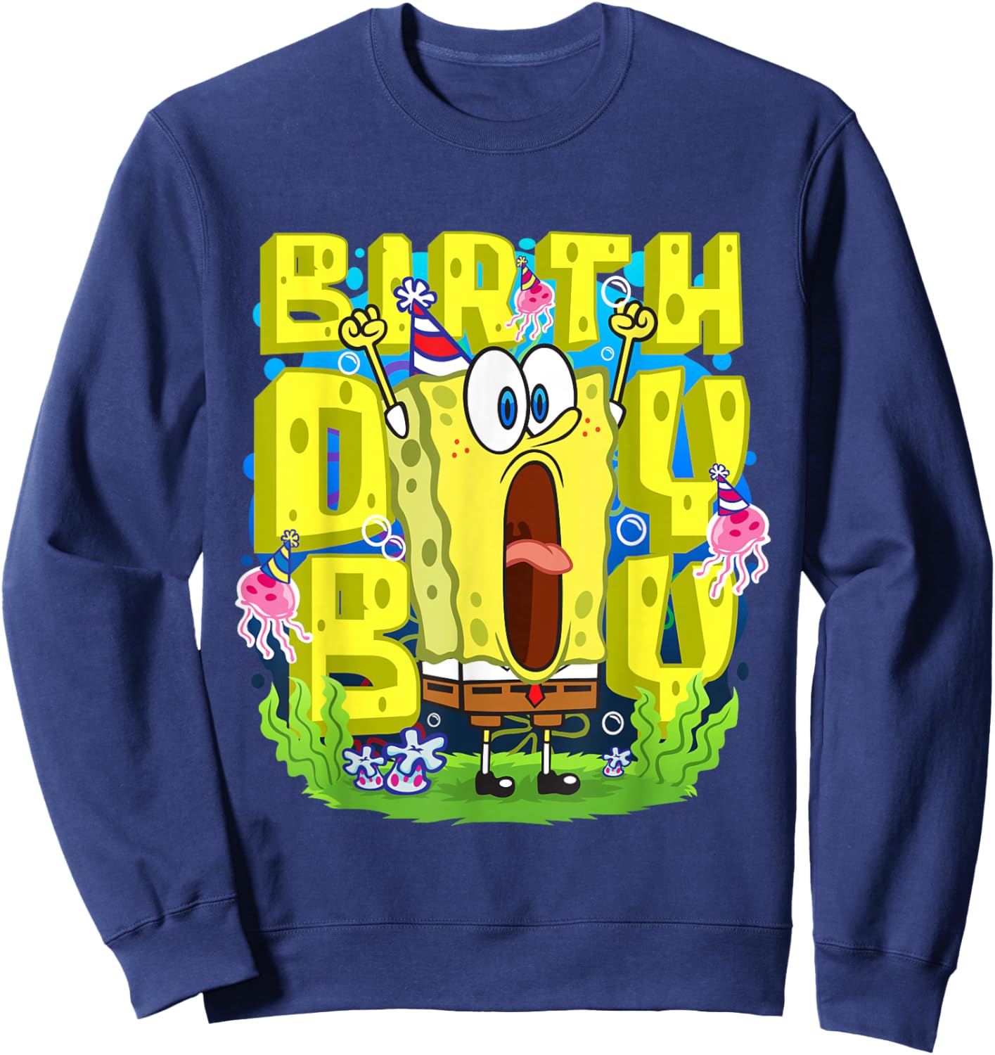 Spongebob Squarepants Birthday Boy Funny Boys Birthday Gift Sweatshirt - Sweatshirt | Navy